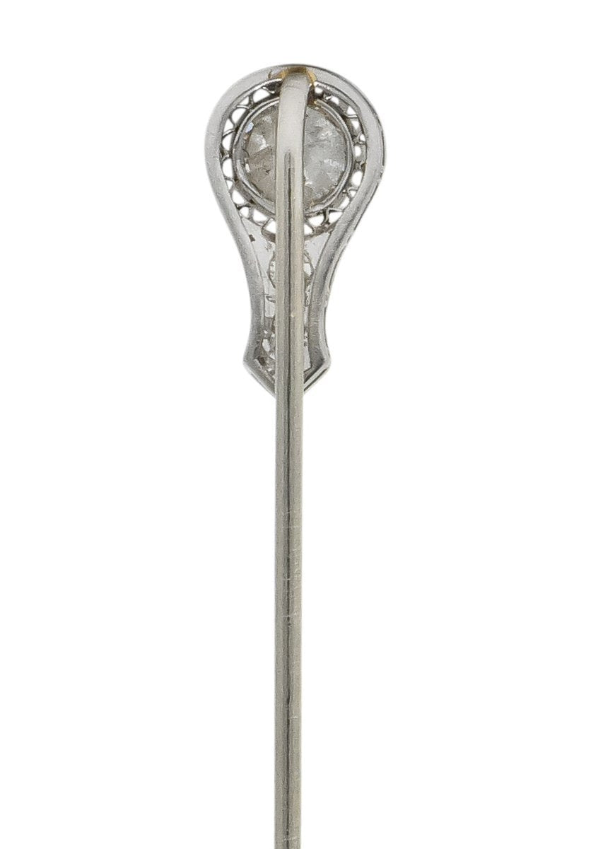 Edwardian 0.80 Carat Diamond Platinum White Gold Filigree Stickpin - Wilson's Estate Jewelry