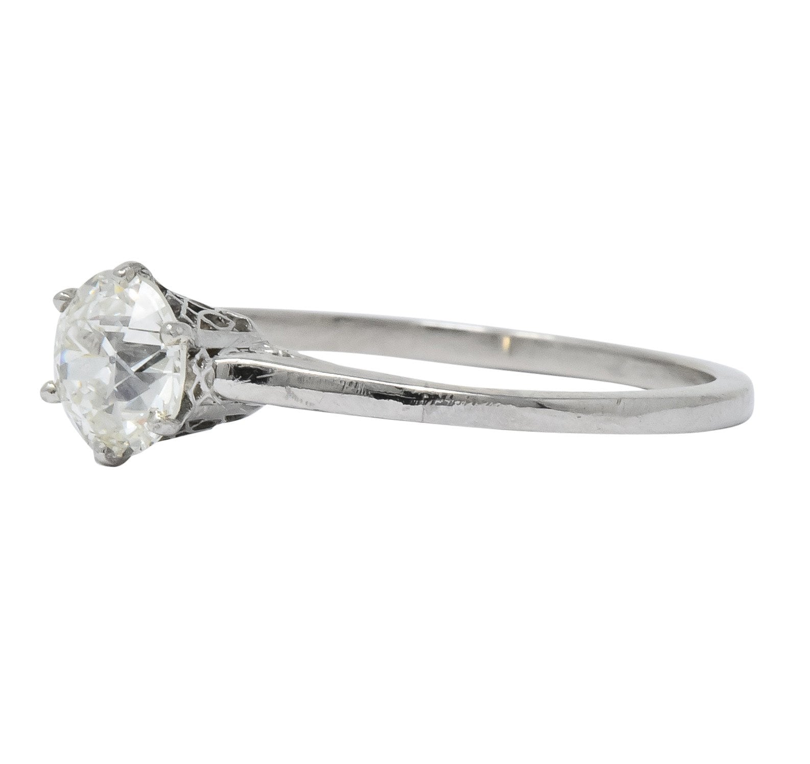 Edwardian 0.85 CTW Diamond 14 Karat White Gold Engagement Ring GIA - Wilson's Estate Jewelry