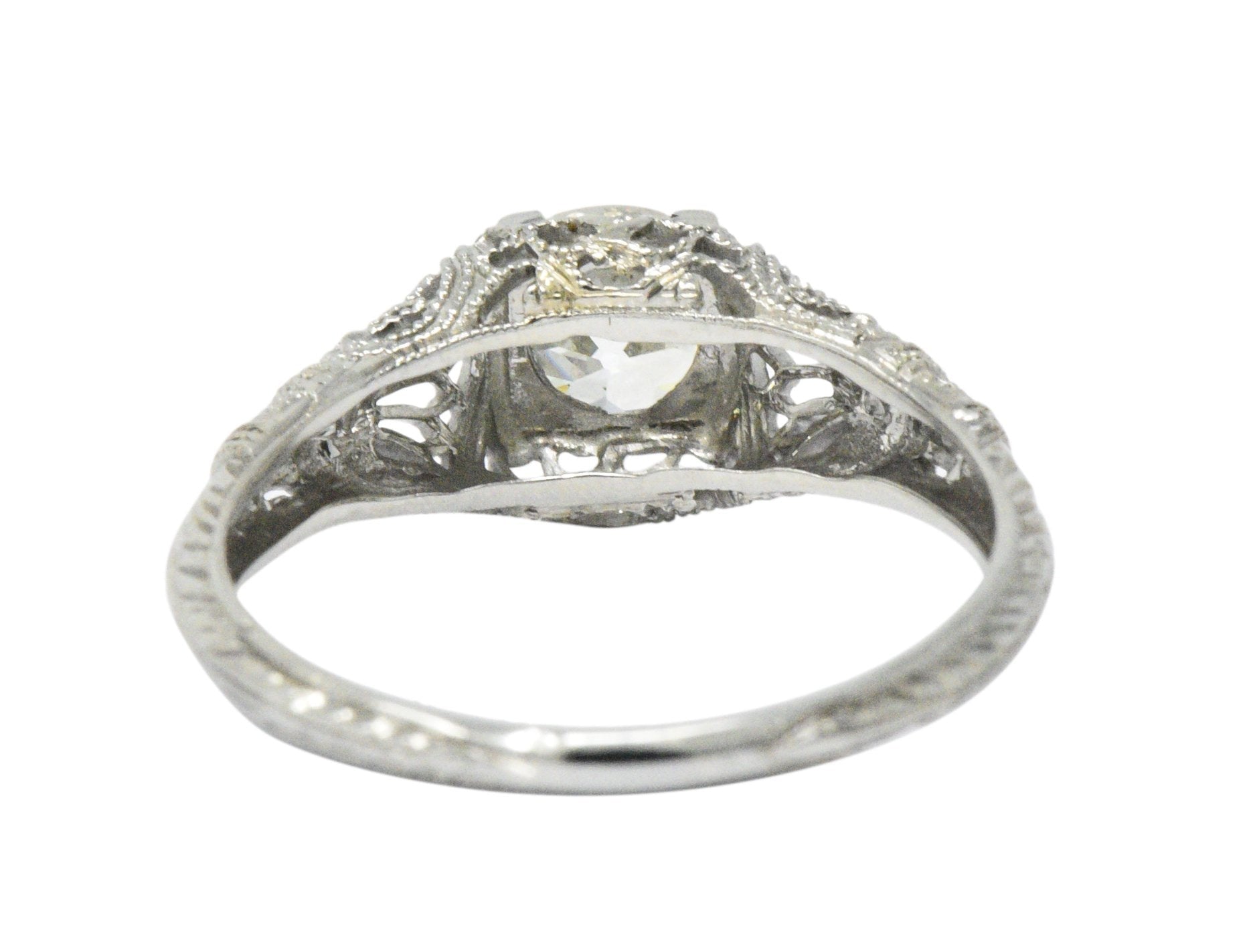 Edwardian 0.89 CTW Diamond & 18K White Gold Engagement Ring, GIA Wilson's Estate Jewelry