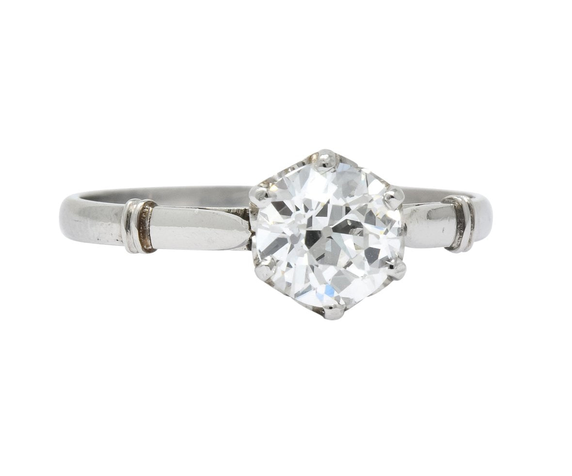 Edwardian 0.98 CTW Old European Cut Diamond Platinum Engagement Ring GIA - Wilson's Estate Jewelry