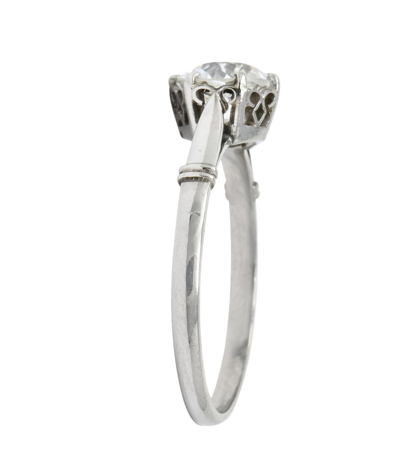 Edwardian 0.98 CTW Old European Cut Diamond Platinum Engagement Ring GIA - Wilson's Estate Jewelry