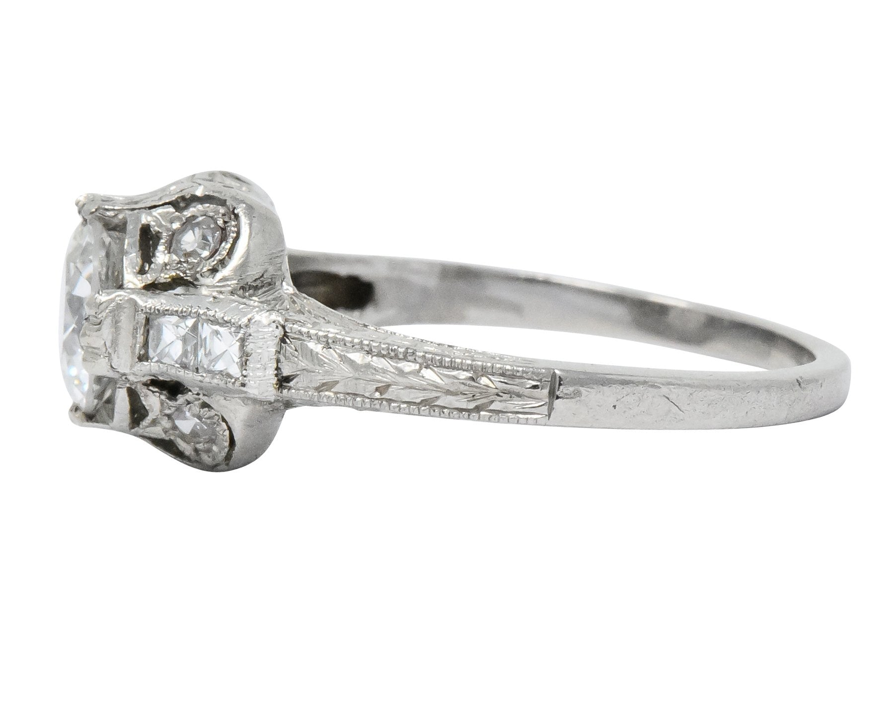 Edwardian 1.20 CTW Diamond Platinum Engagement Ring GIA Wilson's Antique & Estate Jewelry