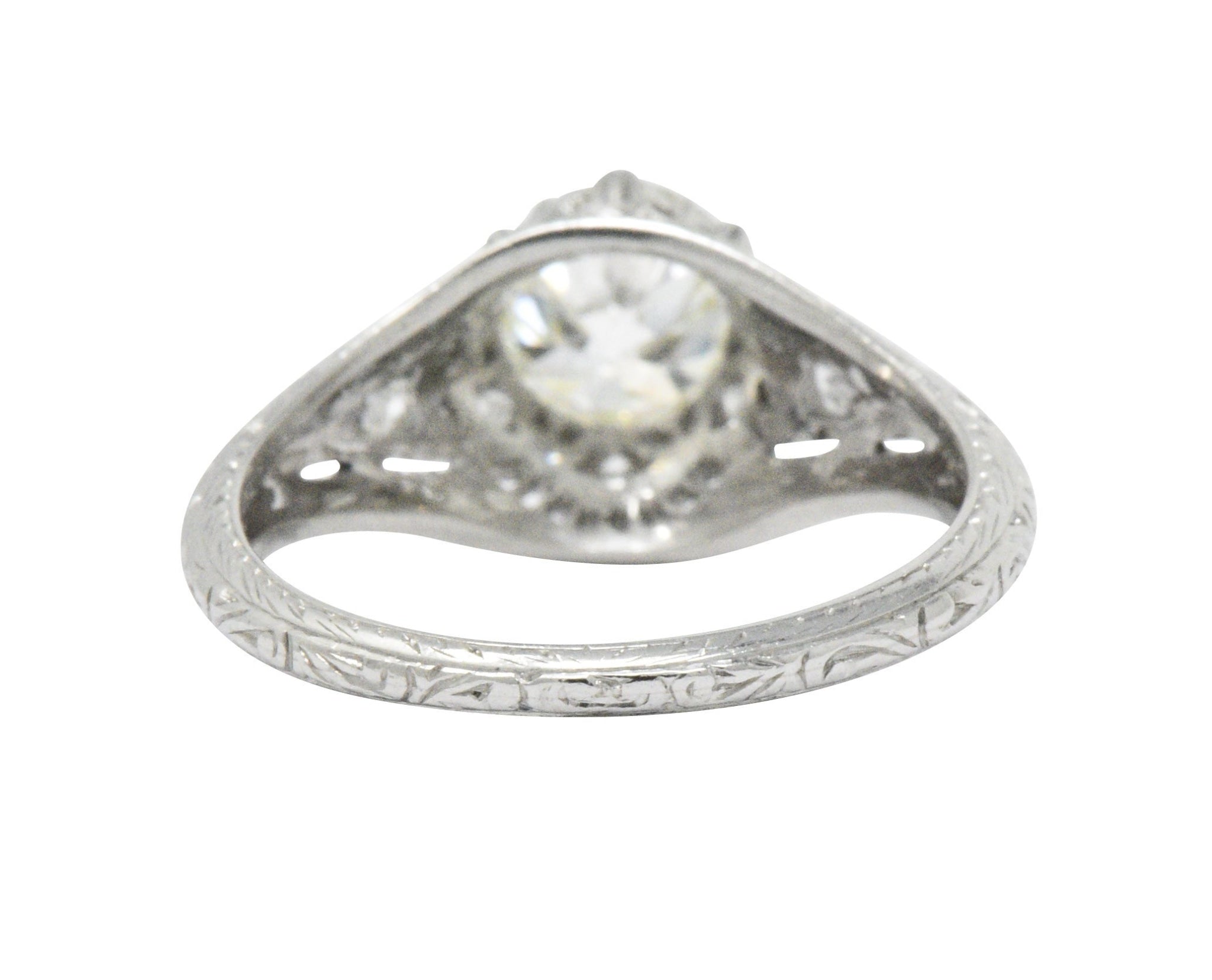 Edwardian 1.23 CTW Diamond And Platinum Engagement Ring GIA Certified Wilson's Estate Jewelry