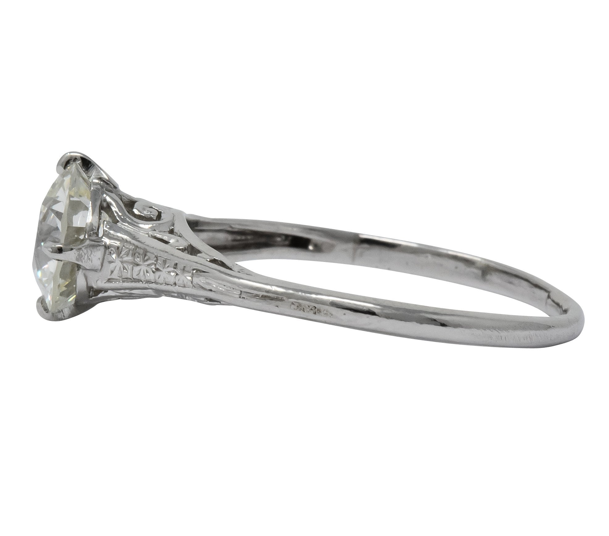 Edwardian 1.23 CTW Diamond Platinum Solitaire Engagement Ring GIA - Wilson's Estate Jewelry