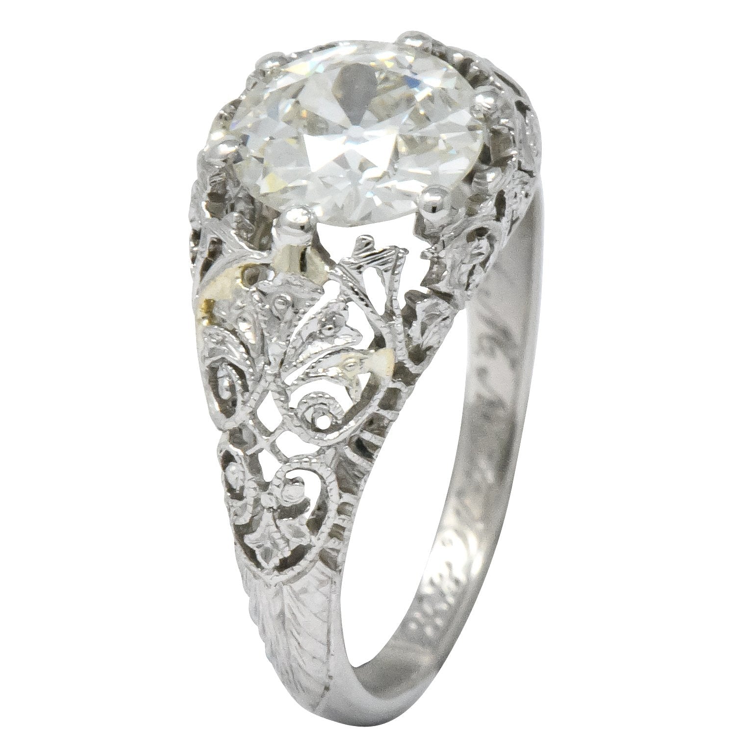 Edwardian 1.25 CTW Old European Diamond Platinum Engagement Ring GIA - Wilson's Estate Jewelry