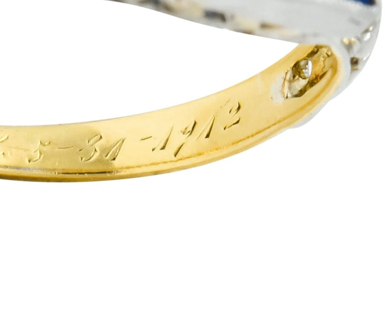 Edwardian 1.42 CTW No Heat Ceylon Sapphire Diamond Platinum-Topped Gold Ring AGL Wilson's Estate Jewelry