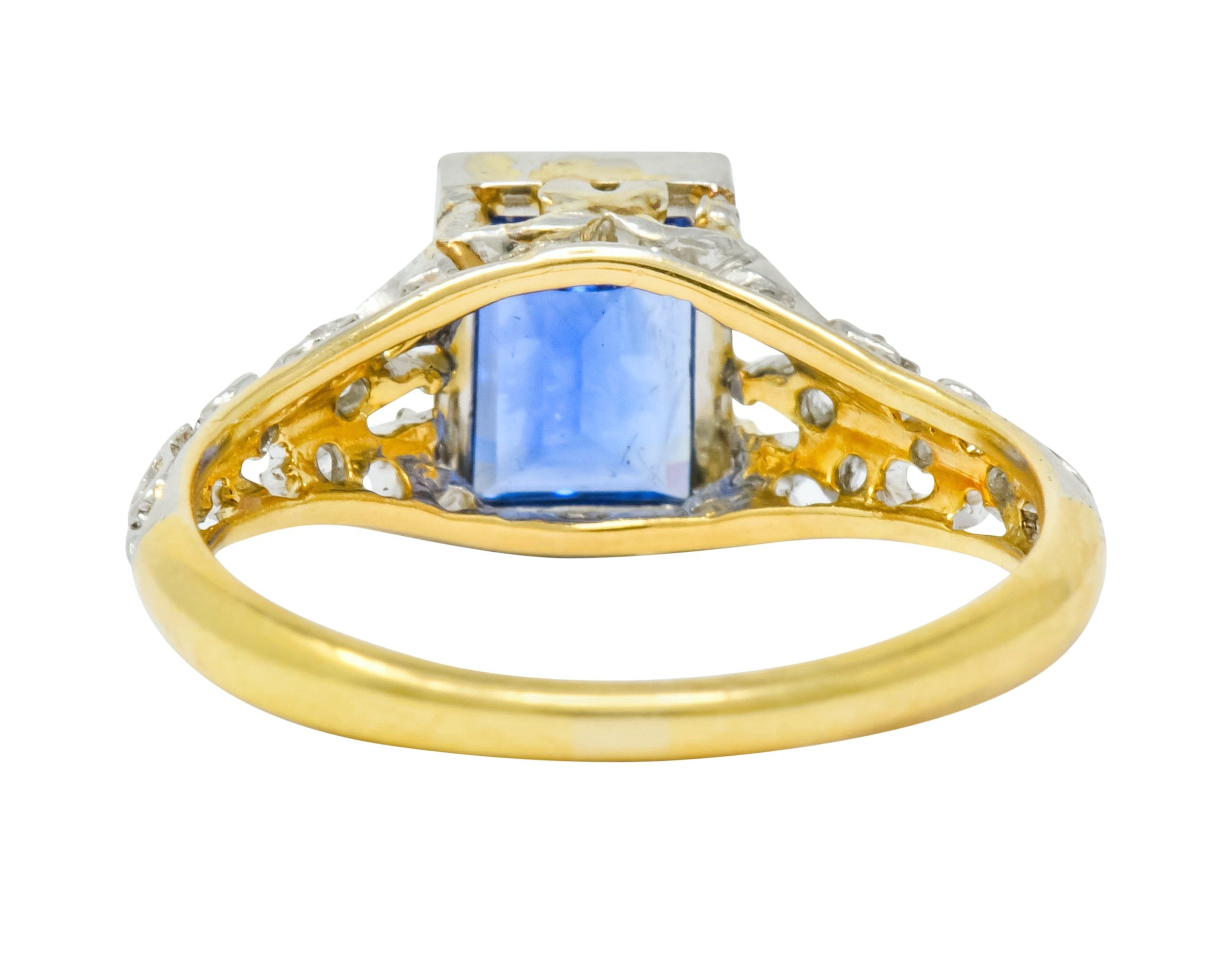 Edwardian 1.42 CTW No Heat Ceylon Sapphire Diamond Platinum-Topped Gold Ring AGL Wilson's Estate Jewelry