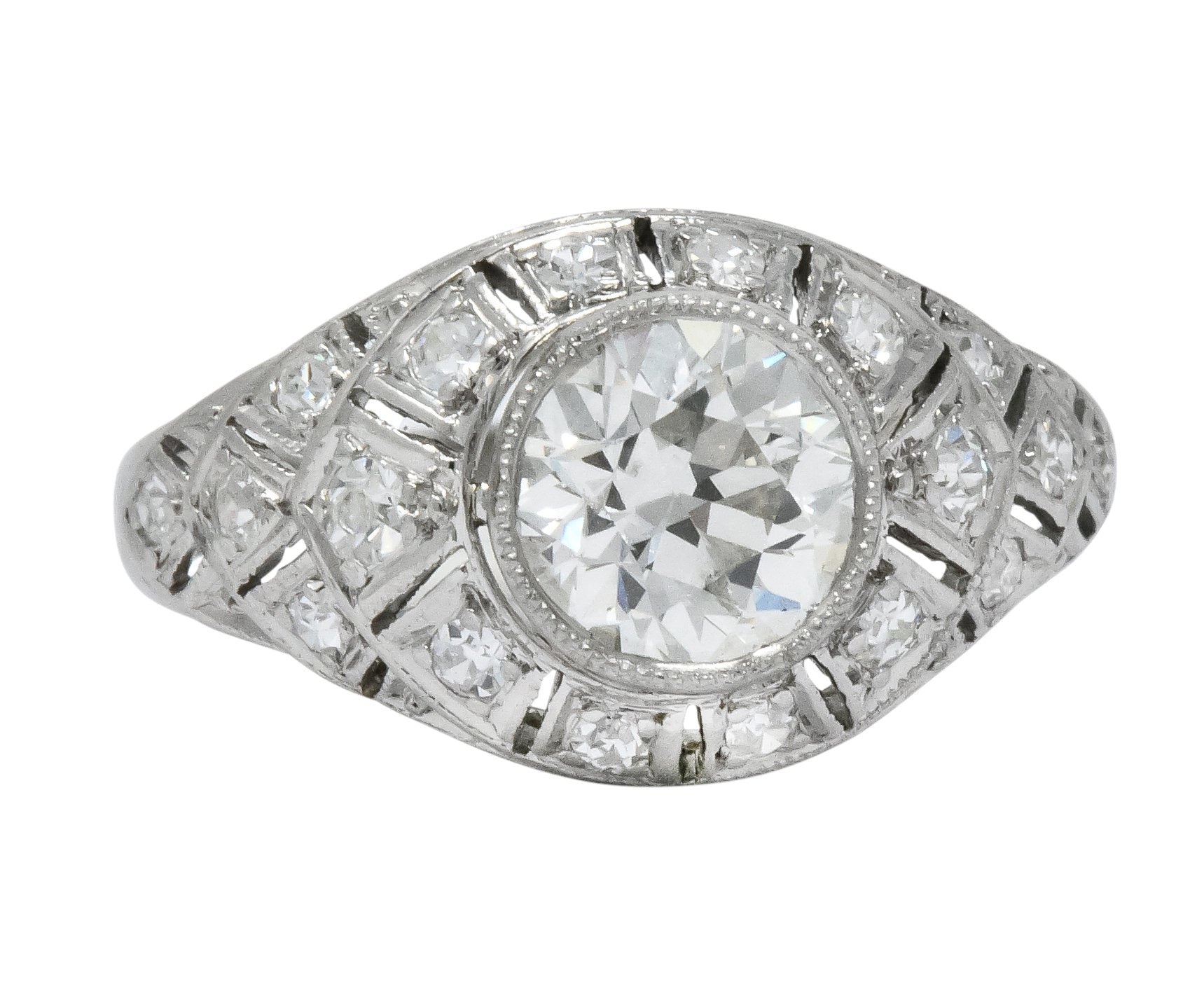 Edwardian 1.40 CTW Old European Diamond Platinum Engagement Ring GIA Circa 1910 - Wilson's Estate Jewelry