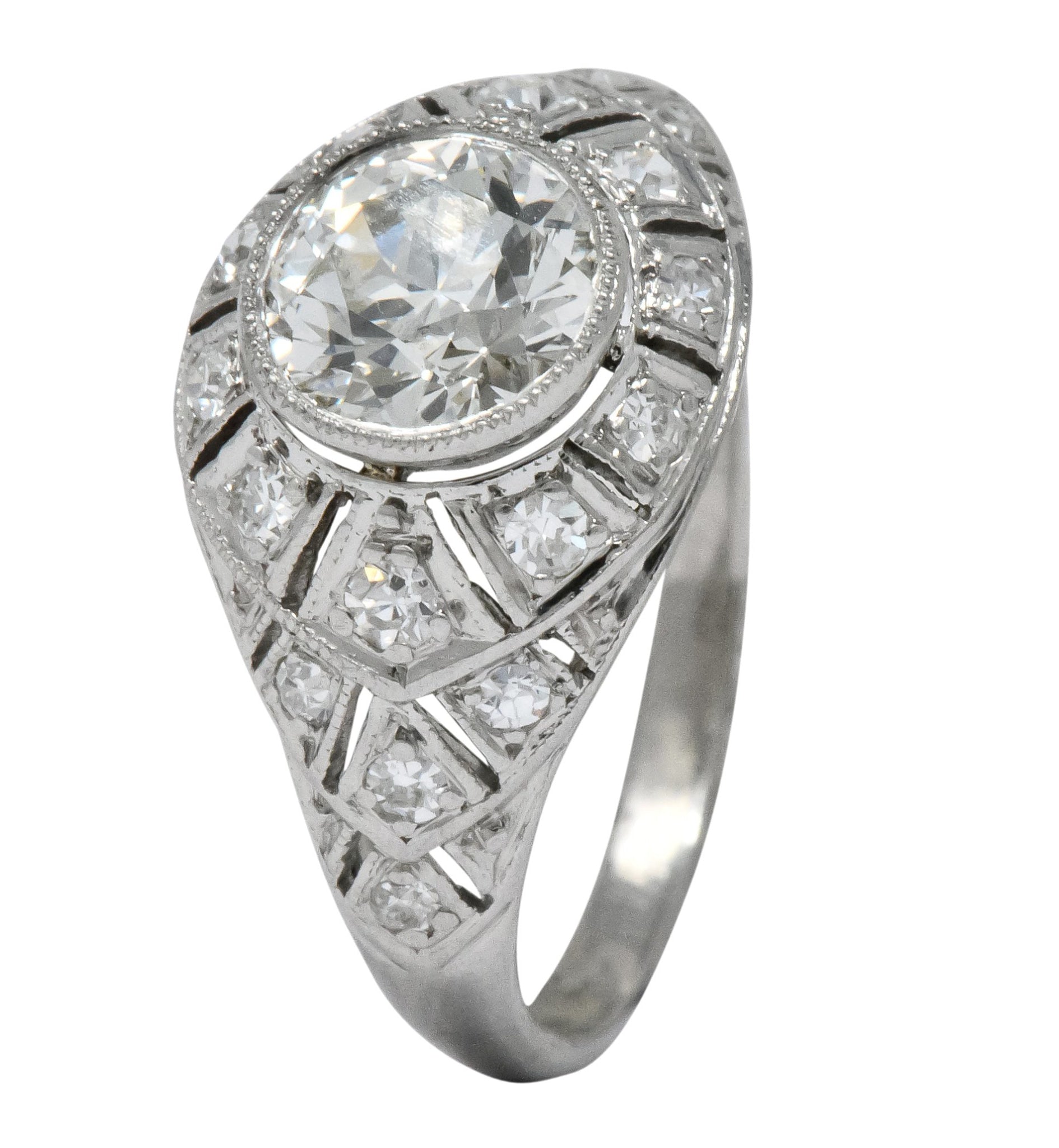 Edwardian 1.40 CTW Old European Diamond Platinum Engagement Ring GIA Circa 1910 - Wilson's Estate Jewelry