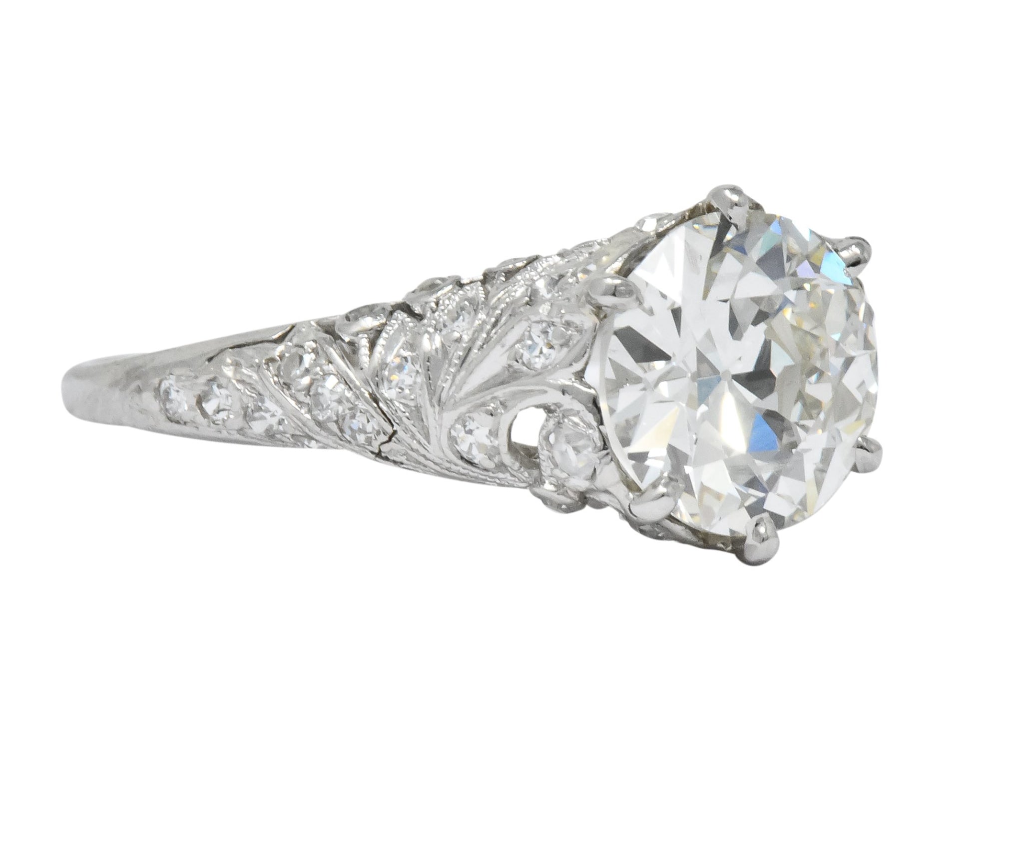 Edwardian 2.23 CTW Transitional Cut Diamond Platinum Engagement Ring GIA - Wilson's Estate Jewelry