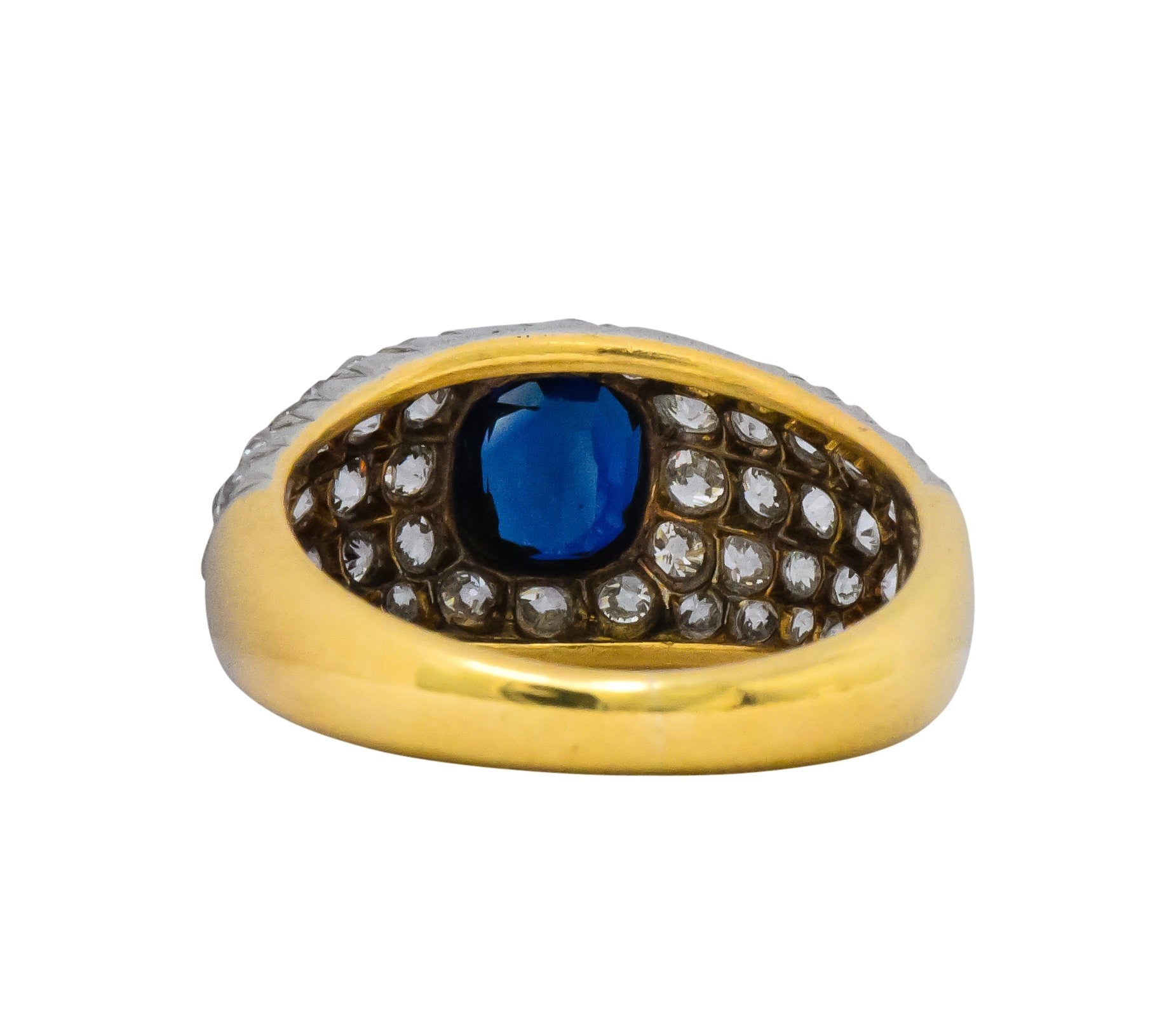 Edwardian 2.75 CTW Sapphire Diamond Platinum-Topped 18 Karat Gold Pave Band Ring Wilson's Estate Jewelry