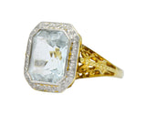 Edwardian 3.00 CTW Aquamarine Platinum-Topped 14 Karat Gold Ring Wilson's Estate Jewelry