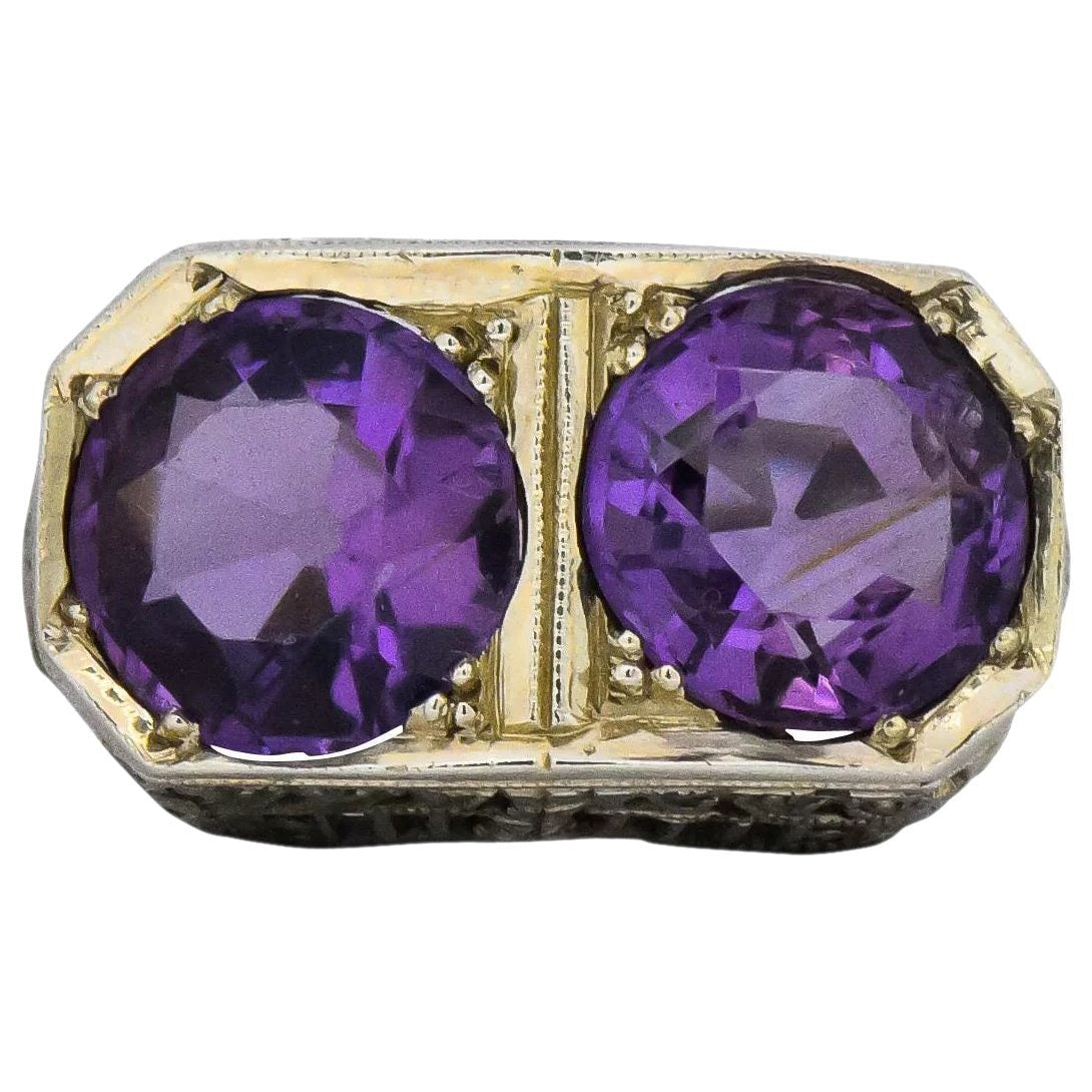 Edwardian 4.80 CTW Amethyst 14 Karat White Gold Ring Wilson's Estate Jewelry