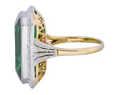 Edwardian 45.28 CTW Green Tourmaline Platinum-Topped 14 Karat Gold Cocktail Ring - Wilson's Estate Jewelry