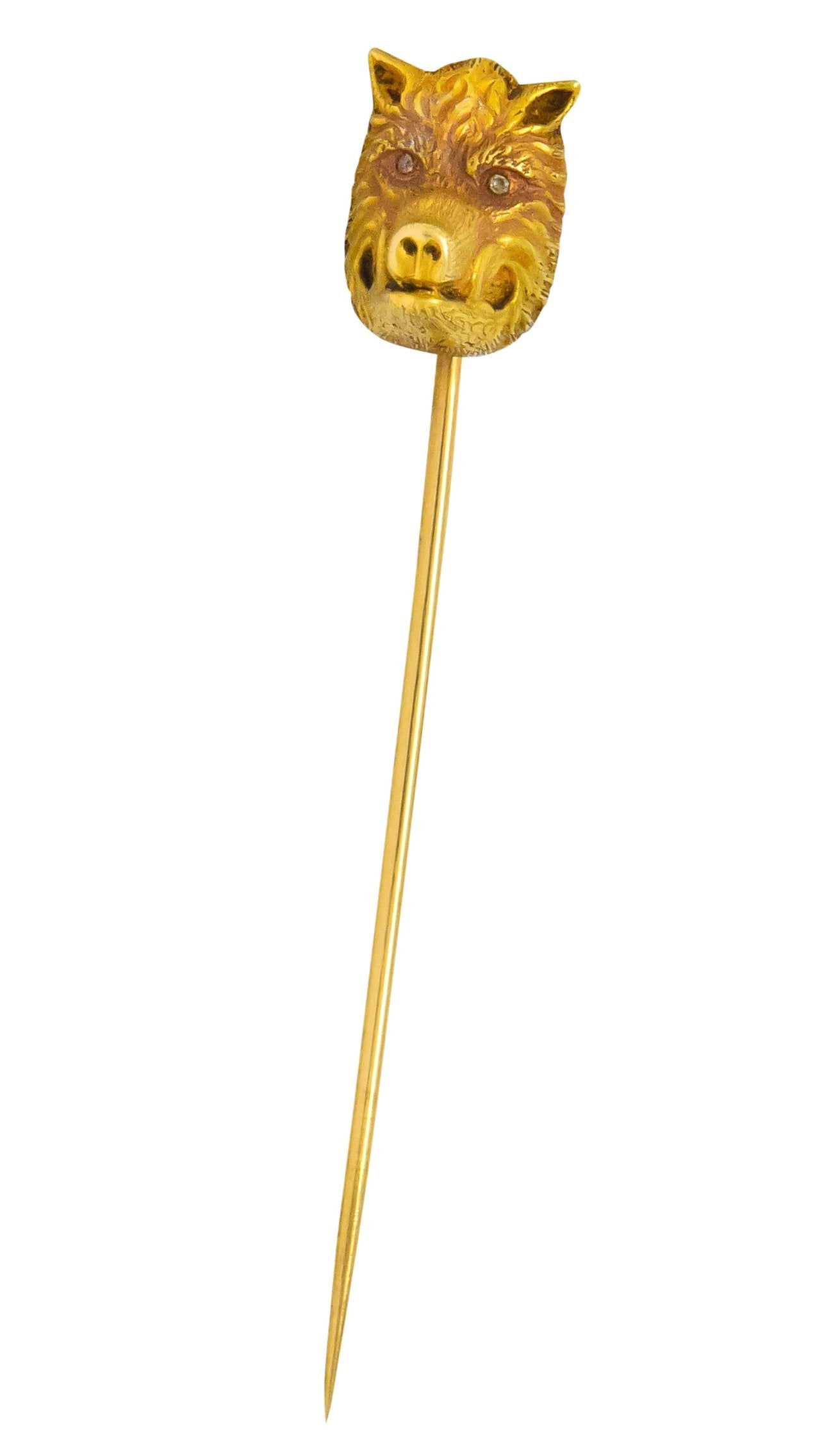 Edwardian Diamond 14 Karat Yellow Gold Boar Stickpin - Wilson's Estate Jewelry