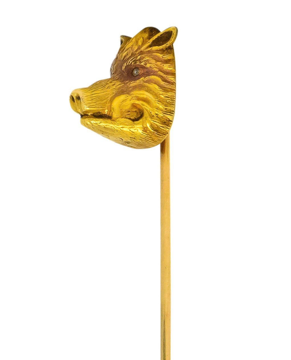 Edwardian Diamond 14 Karat Yellow Gold Boar Stickpin - Wilson's Estate Jewelry