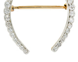 Edwardian Diamond Pearl Platinum-Topped 14 Karat Gold Horseshoe Brooch - Wilson's Estate Jewelry