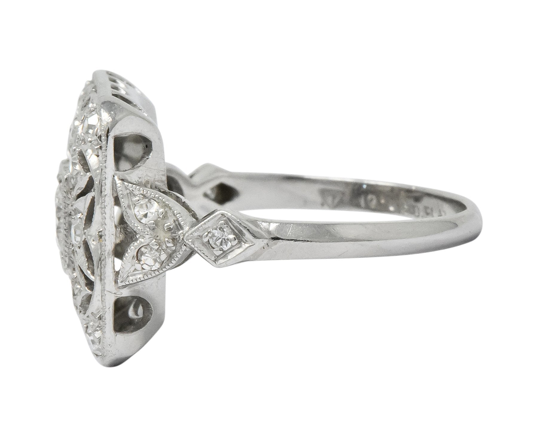 Edwardian Diamond Platinum Geometric Dinner Ring - Wilson's Estate Jewelry