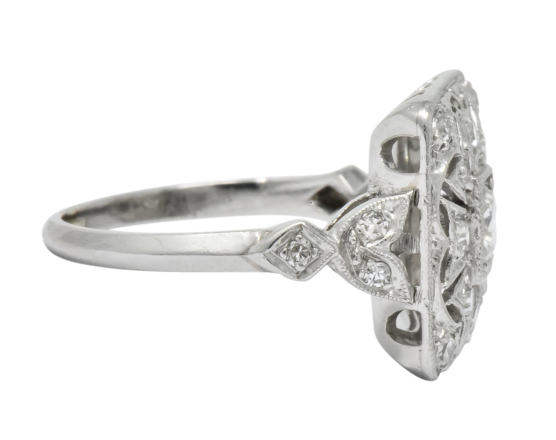 Edwardian Diamond Platinum Geometric Dinner Ring - Wilson's Estate Jewelry