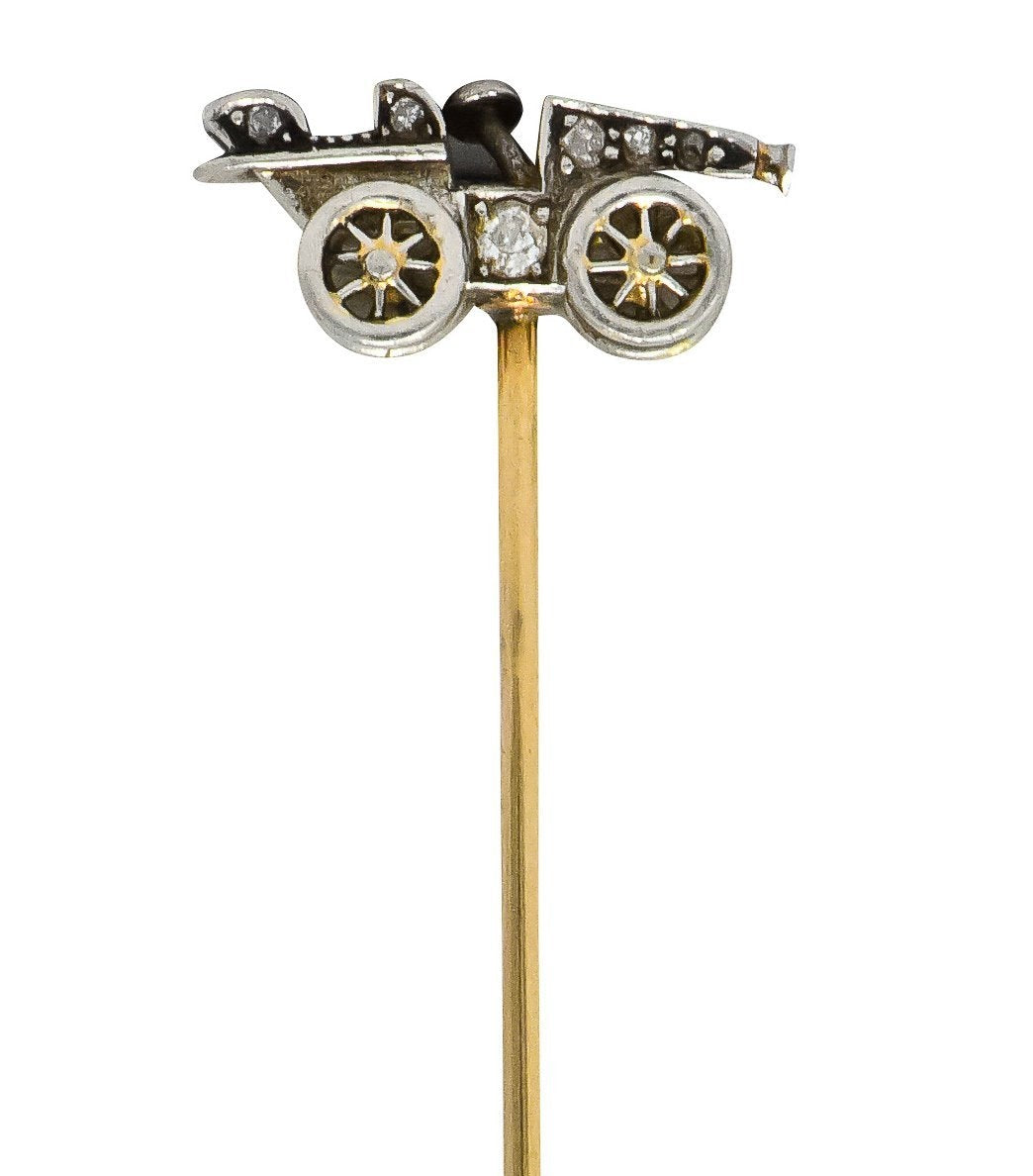 Edwardian Diamond Platinum Gold Antique Car Stickpin - Wilson's Estate Jewelry