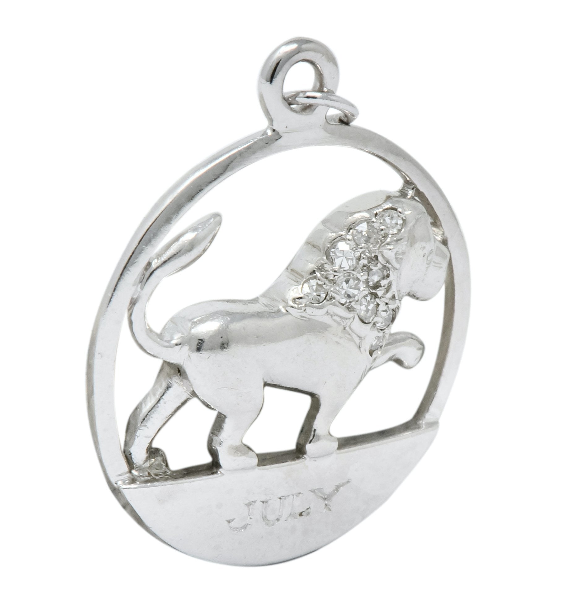 Edwardian Diamond Platinum Leo Lion Zodiac Charm - Wilson's Estate Jewelry