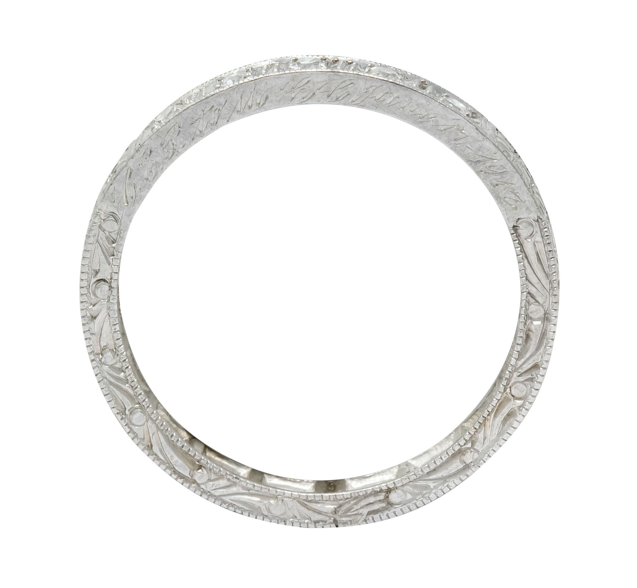 Edwardian Diamond Platinum Orange Blossom Band Stacking Ring - Wilson's Estate Jewelry