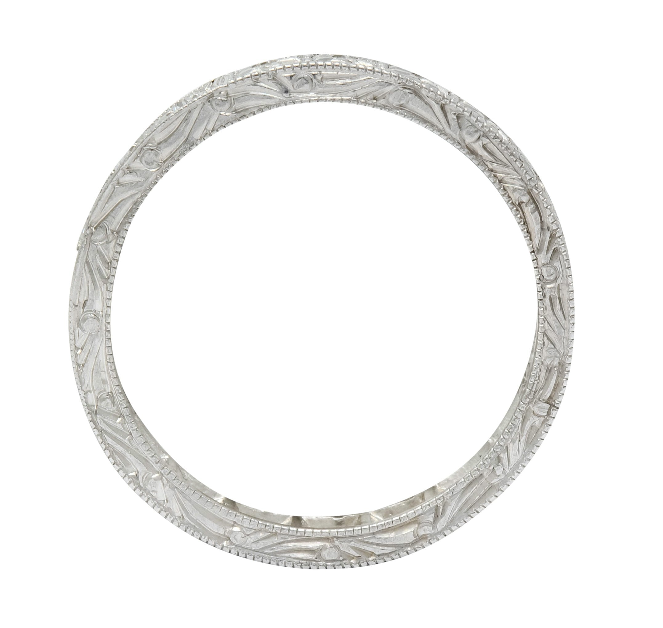 Edwardian Diamond Platinum Orange Blossom Band Stacking Ring - Wilson's Estate Jewelry