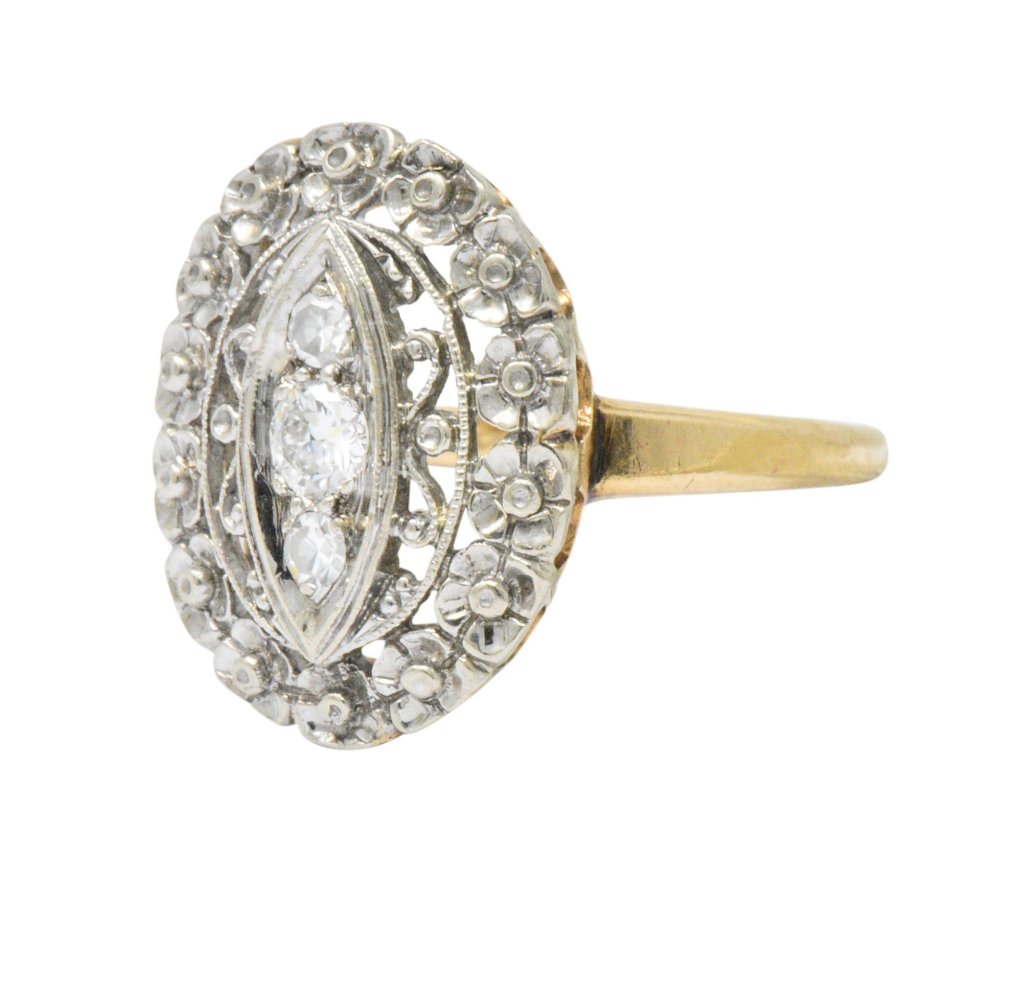 Edwardian Diamond Platinum-Topped 14 Karat Gold Ring Wilson's Estate Jewelry