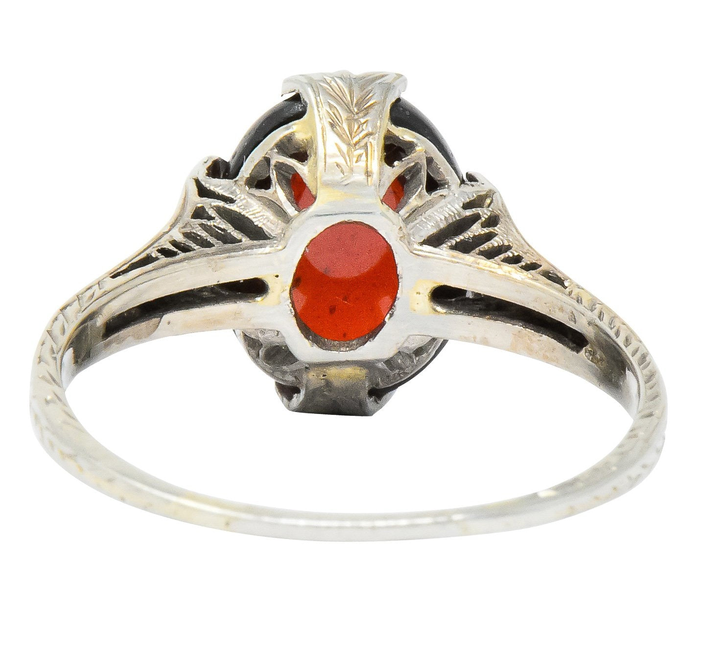 Edwardian Garnet 18 Karat White Gold Ring - Wilson's Estate Jewelry