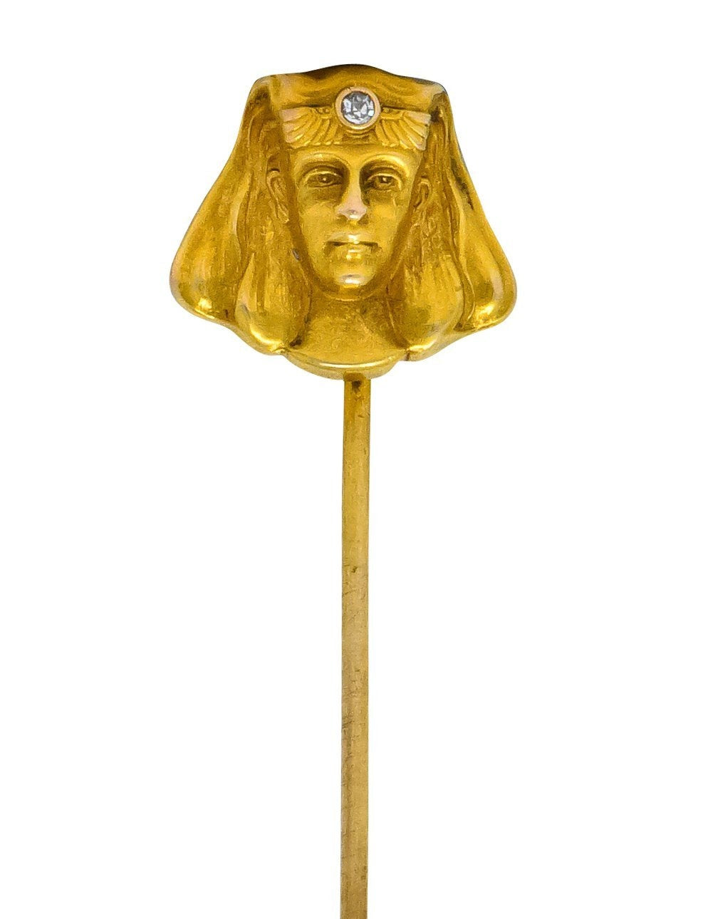 Egyptian Revival Diamond 14 Karat Gold Pharaoh Stickpin - Wilson's Estate Jewelry