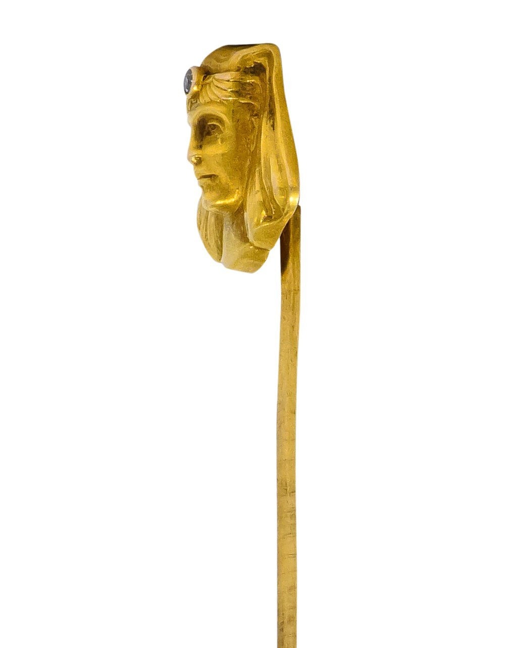 Egyptian Revival Diamond 14 Karat Gold Pharaoh Stickpin - Wilson's Estate Jewelry