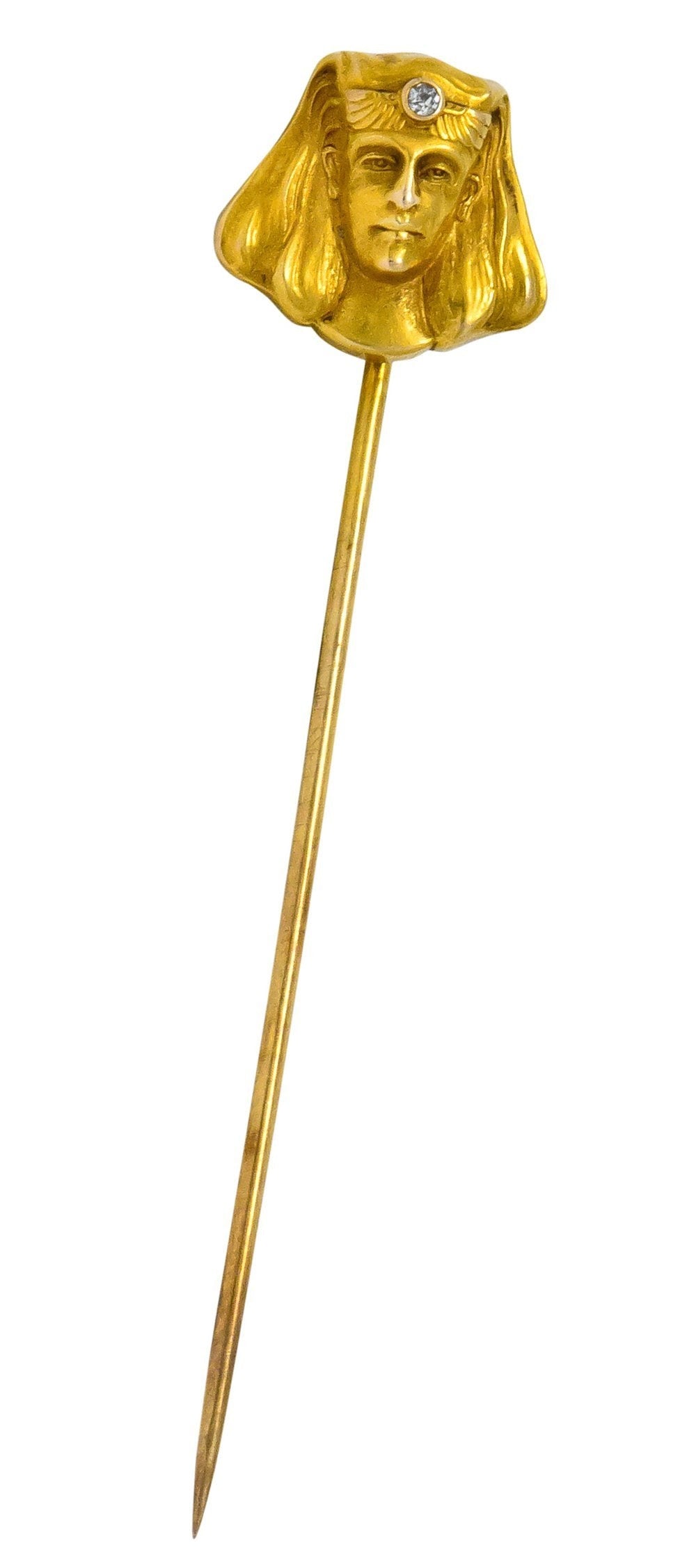 Egyptian Revival Diamond 14 Karat Gold Pharaoh Stickpin - Wilson's Estate Jewelry