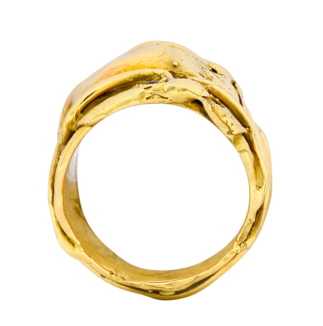 Elizabeth Gage British 1986 Vintage Amethyst 18 Karat Gold Band Ring - Wilson's Estate Jewelry