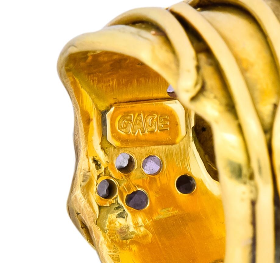 Elizabeth Gage British 1986 Vintage Amethyst 18 Karat Gold Band Ring - Wilson's Estate Jewelry