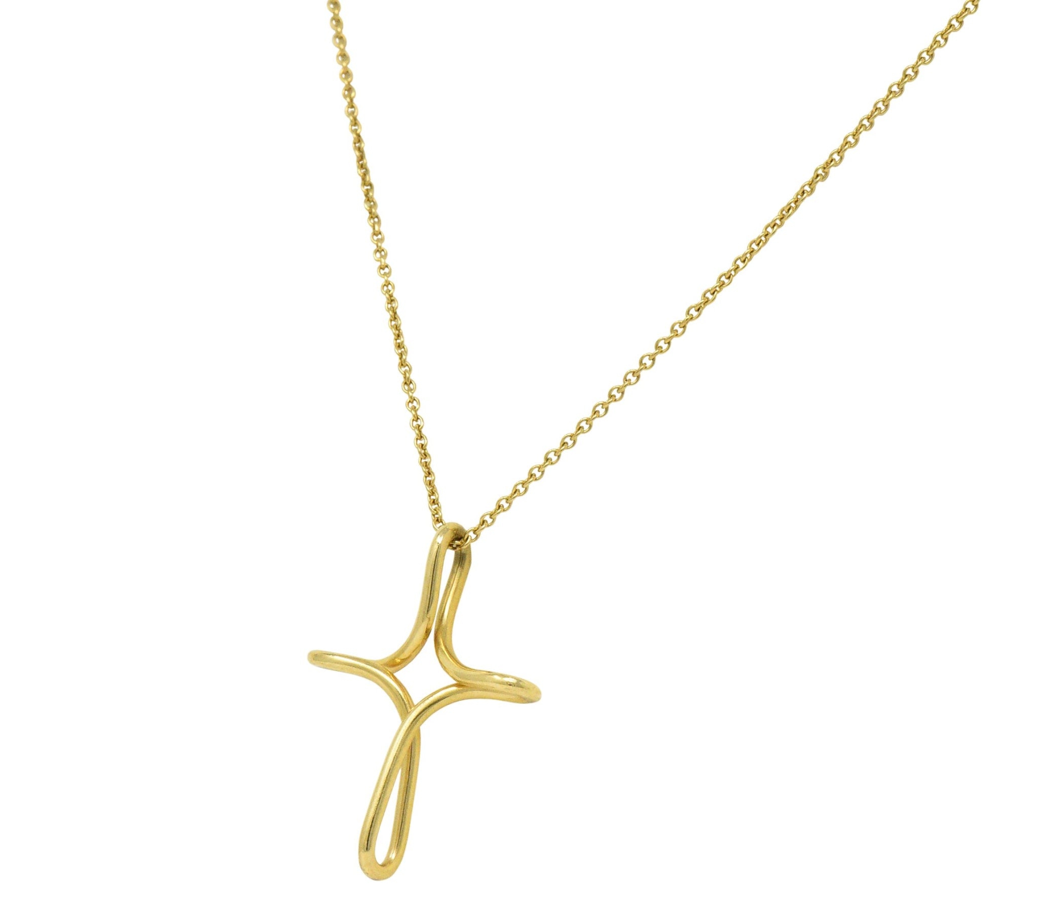 Elsa Peretti Tiffany & Co. 18 Karat Gold Infinity Cross Pendant Necklace Wilson's Estate Jewelry