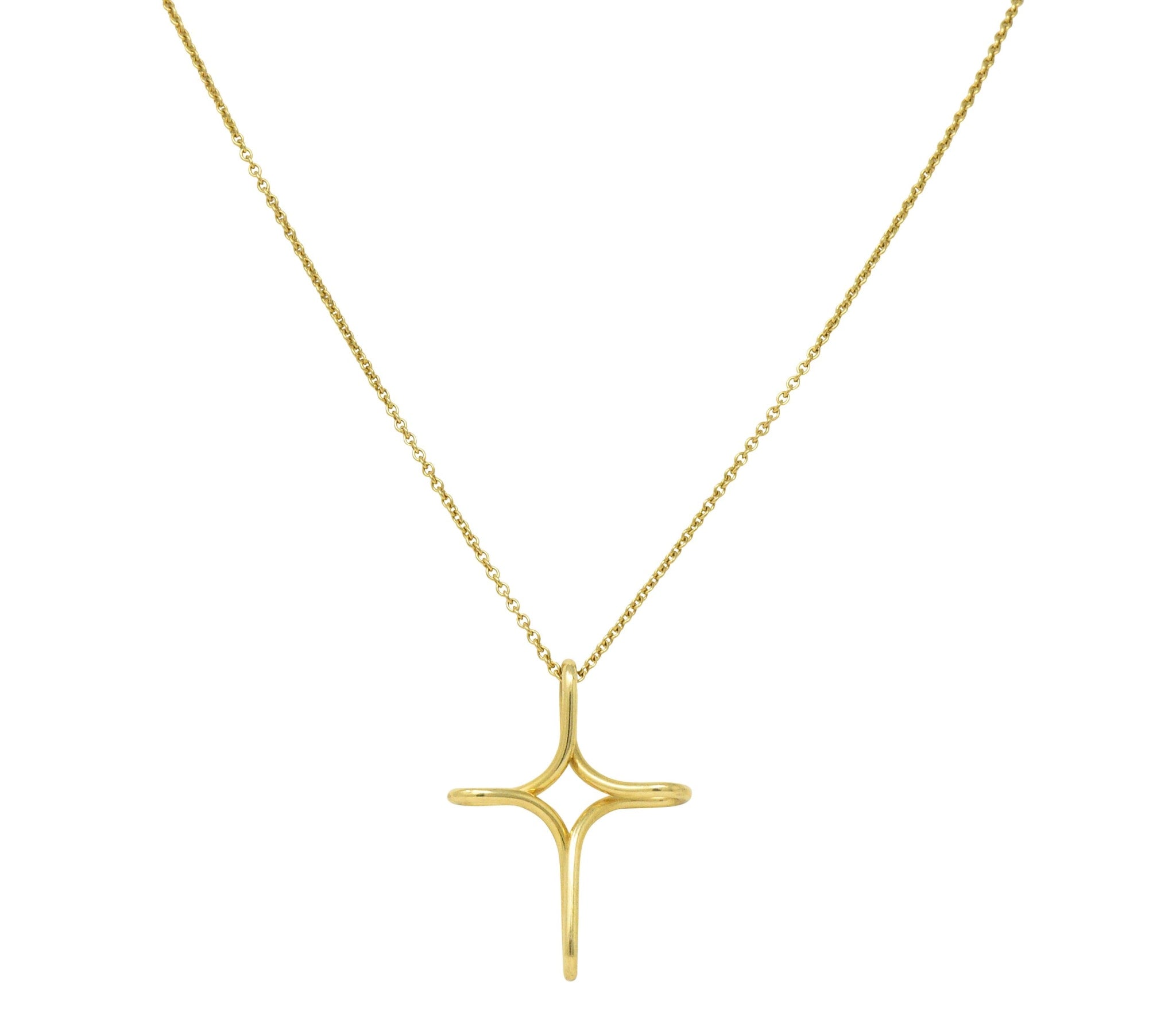 Elsa Peretti Tiffany & Co. 18 Karat Gold Infinity Cross Pendant Necklace Wilson's Estate Jewelry