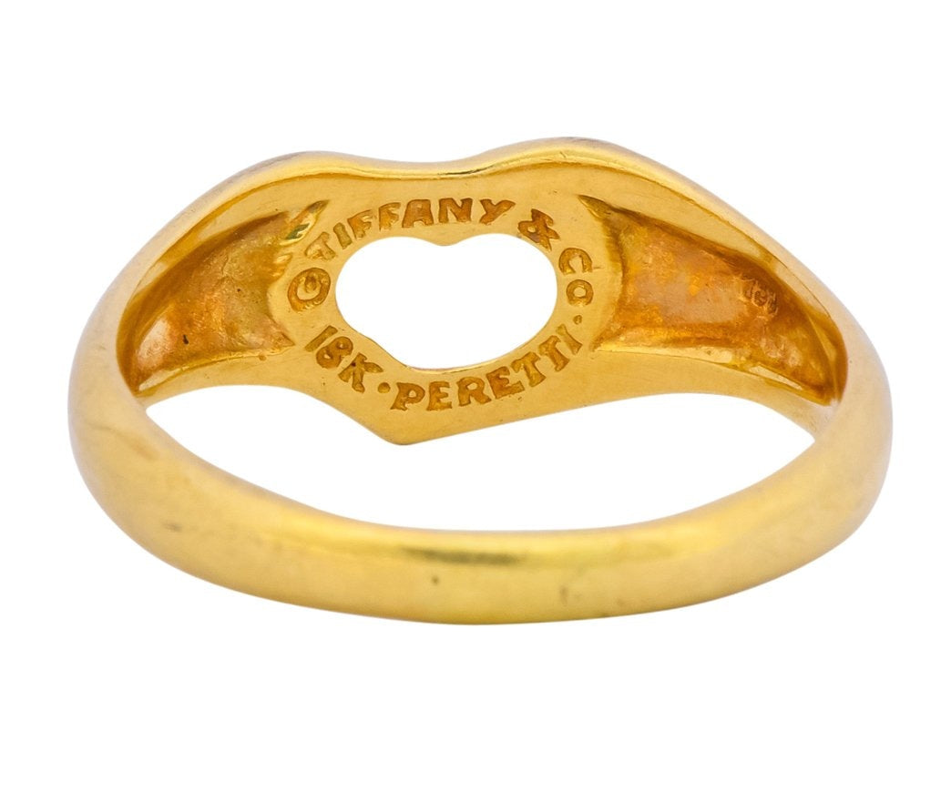 Elsa Peretti Tiffany & Co. 18 Karat Gold Open Heart Band Ring - Wilson's Estate Jewelry