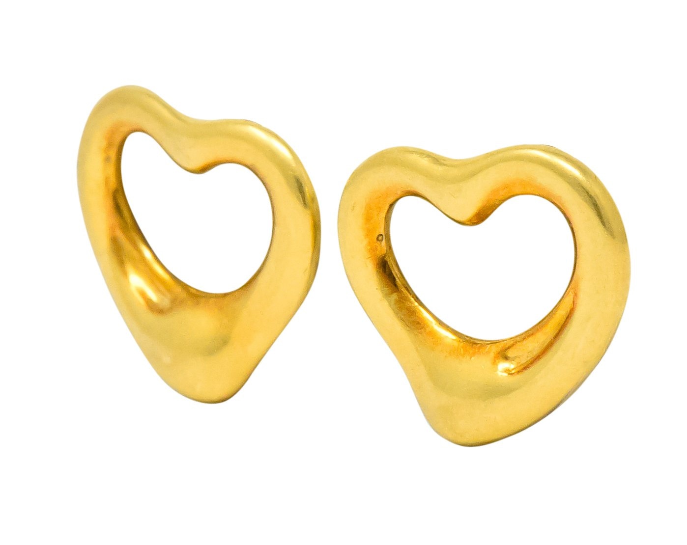 Elsa Peretti Tiffany & Co. 18 Karat Gold Open Heart Earrings - Wilson's Estate Jewelry