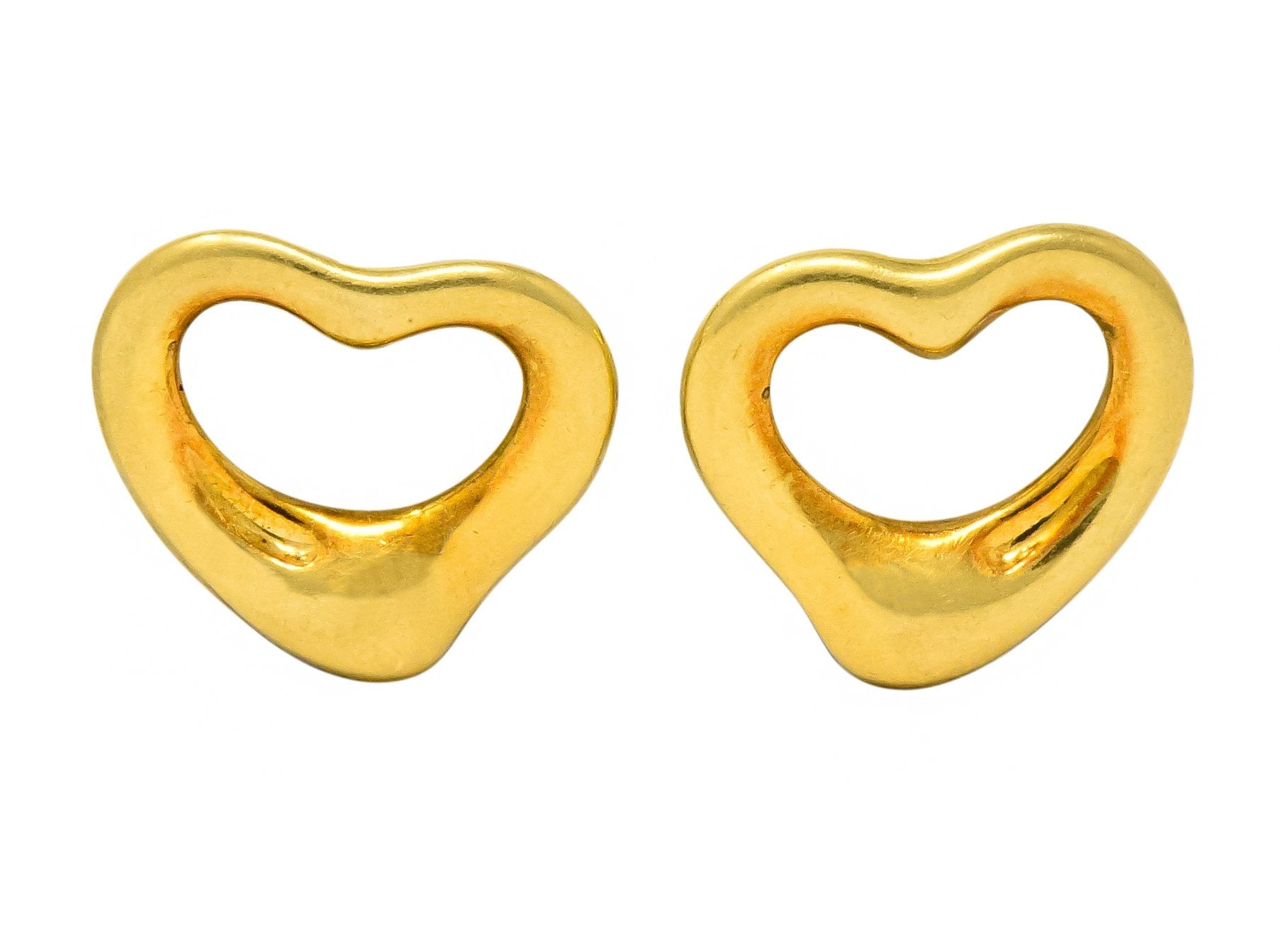 Elsa Peretti Tiffany & Co. 18 Karat Gold Open Heart Earrings - Wilson's Estate Jewelry