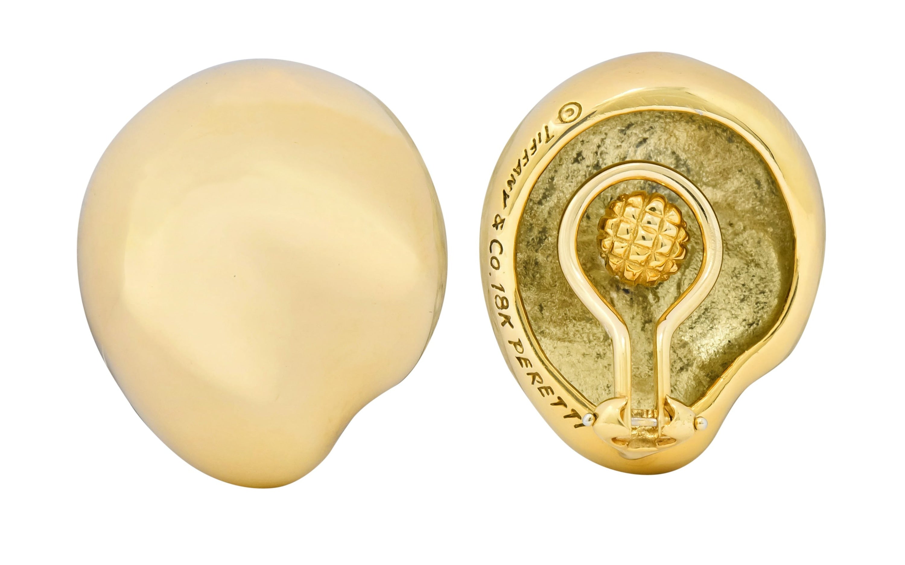 Elsa Peretti Tiffany & Co. Vintage 18 Karat Gold Bean Ear-Clip Earrings - Wilson's Estate Jewelry