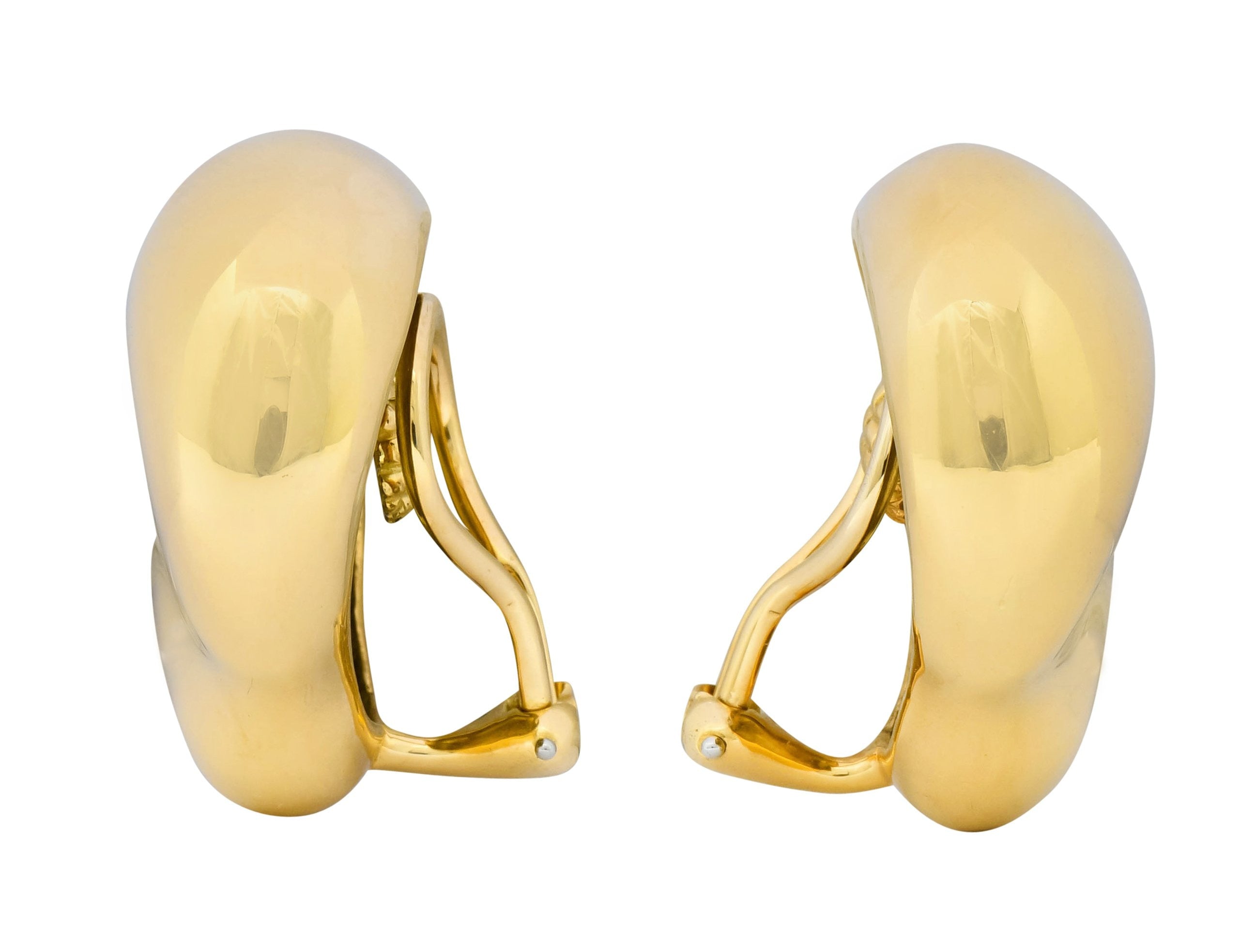 Elsa Peretti Tiffany & Co. Vintage 18 Karat Gold Bean Ear-Clip Earrings - Wilson's Estate Jewelry