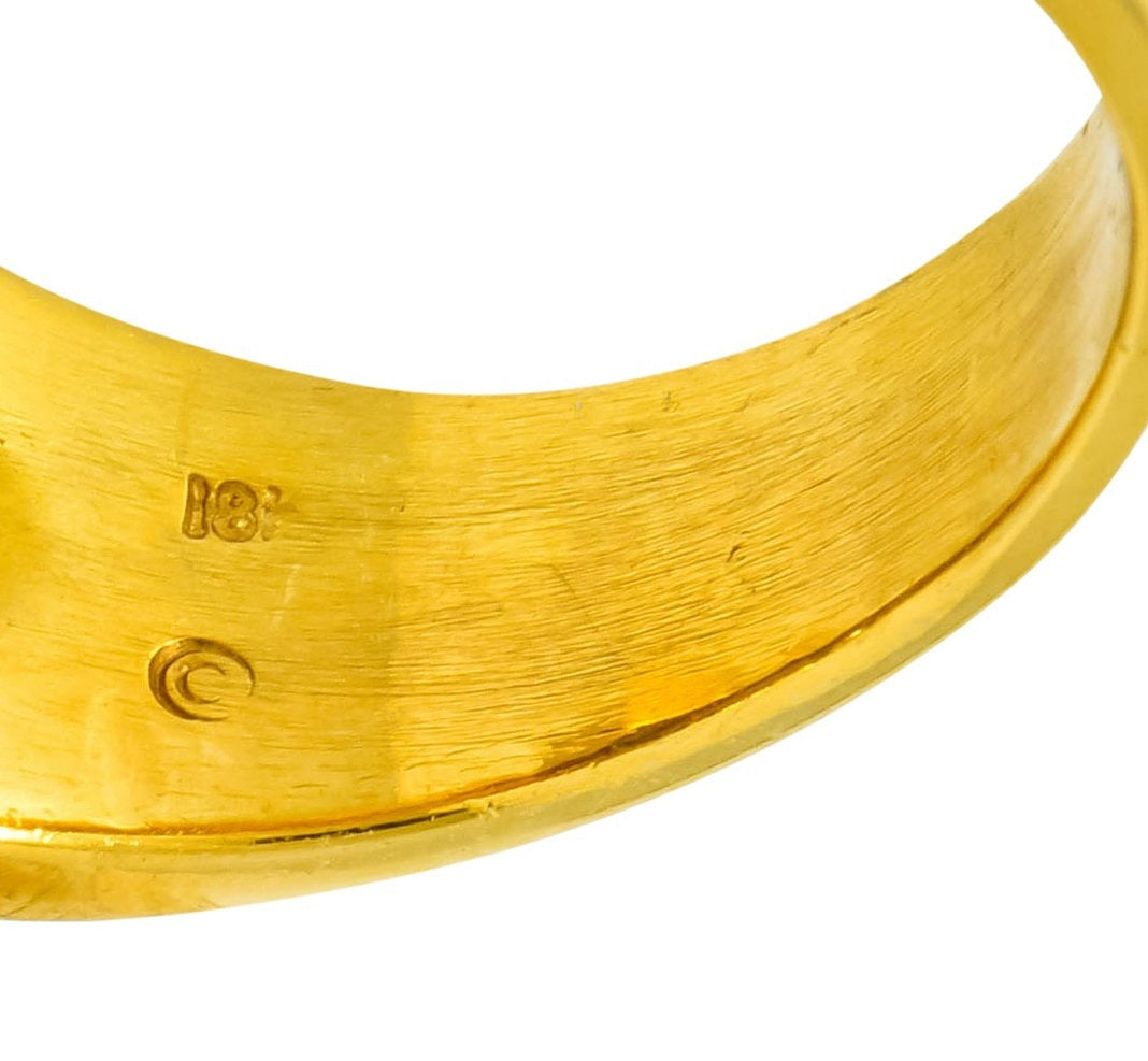 Fancy Colored Diamond Platinum 18 Karat Gold Unisex Oil Rig Signet Ring - Wilson's Estate Jewelry