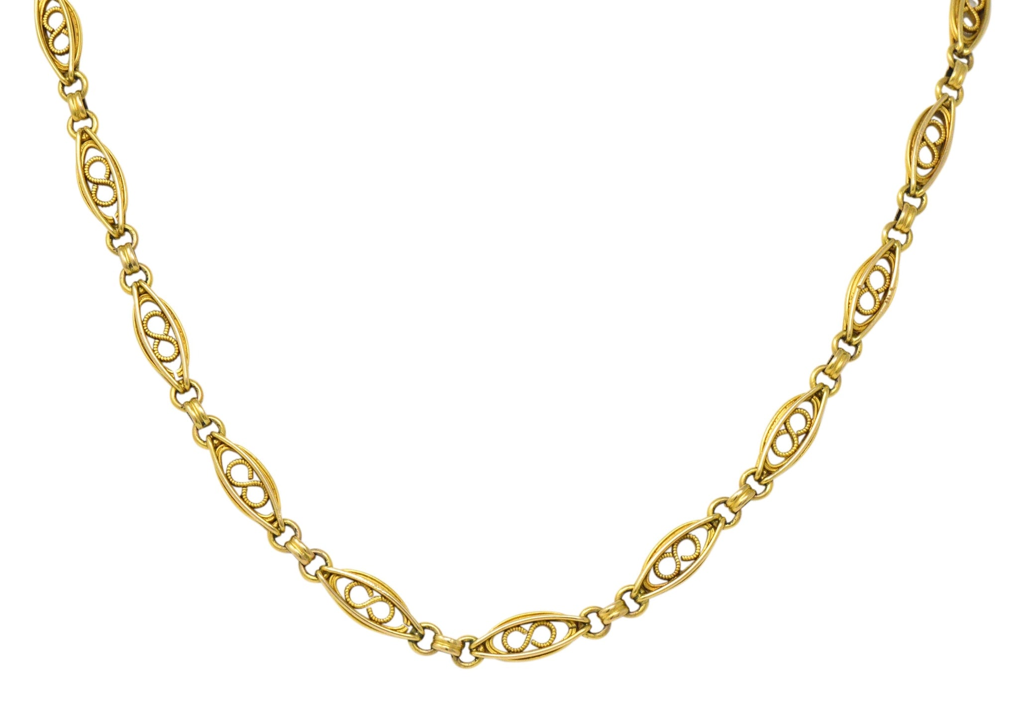 Fancy Victorian 18 Karat Gold Chain Necklace Wilson's Estate Jewelry