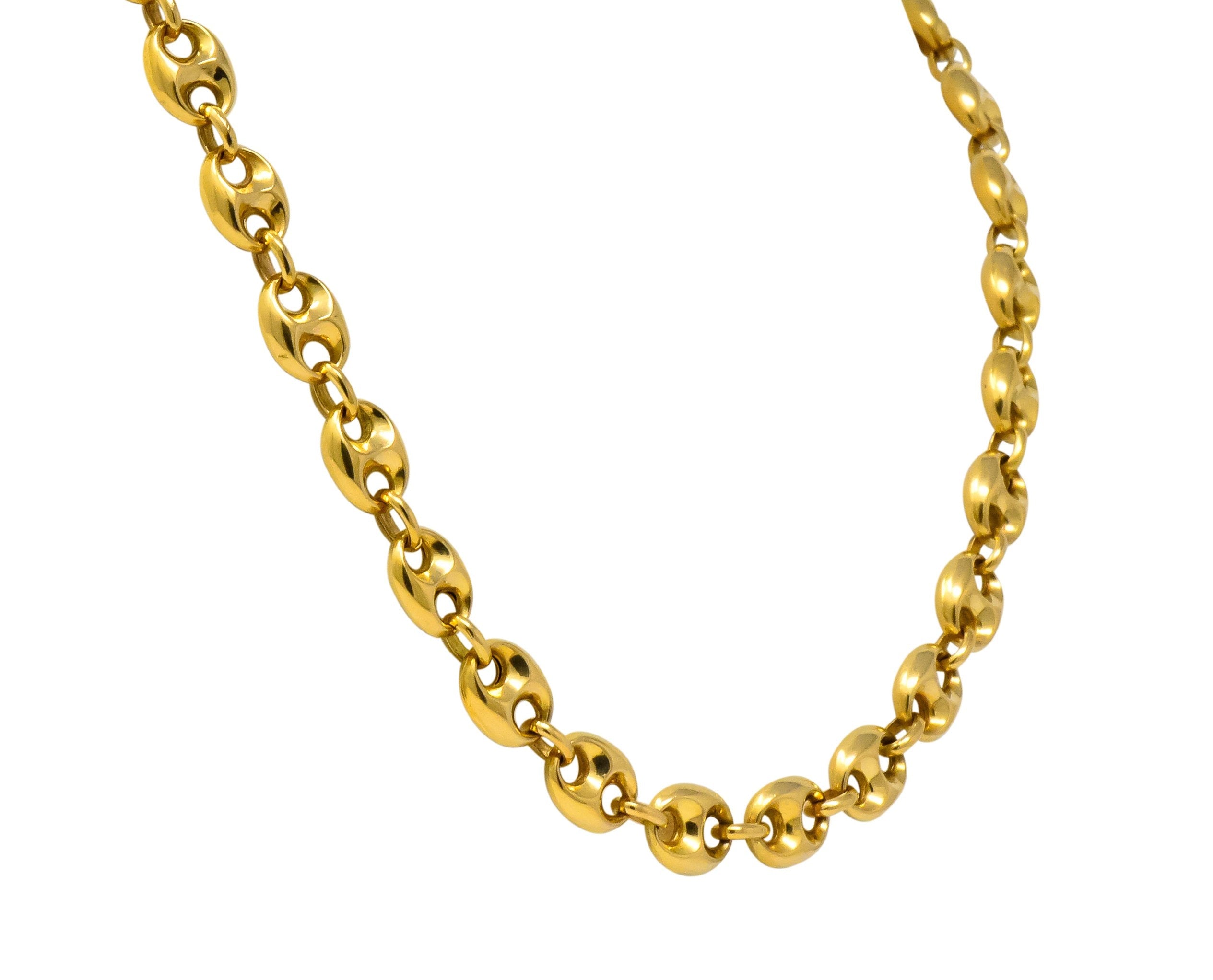 Fancy Vintage 18 Karat Gold 25 Inch Mariner Link Necklace - Wilson's Estate Jewelry