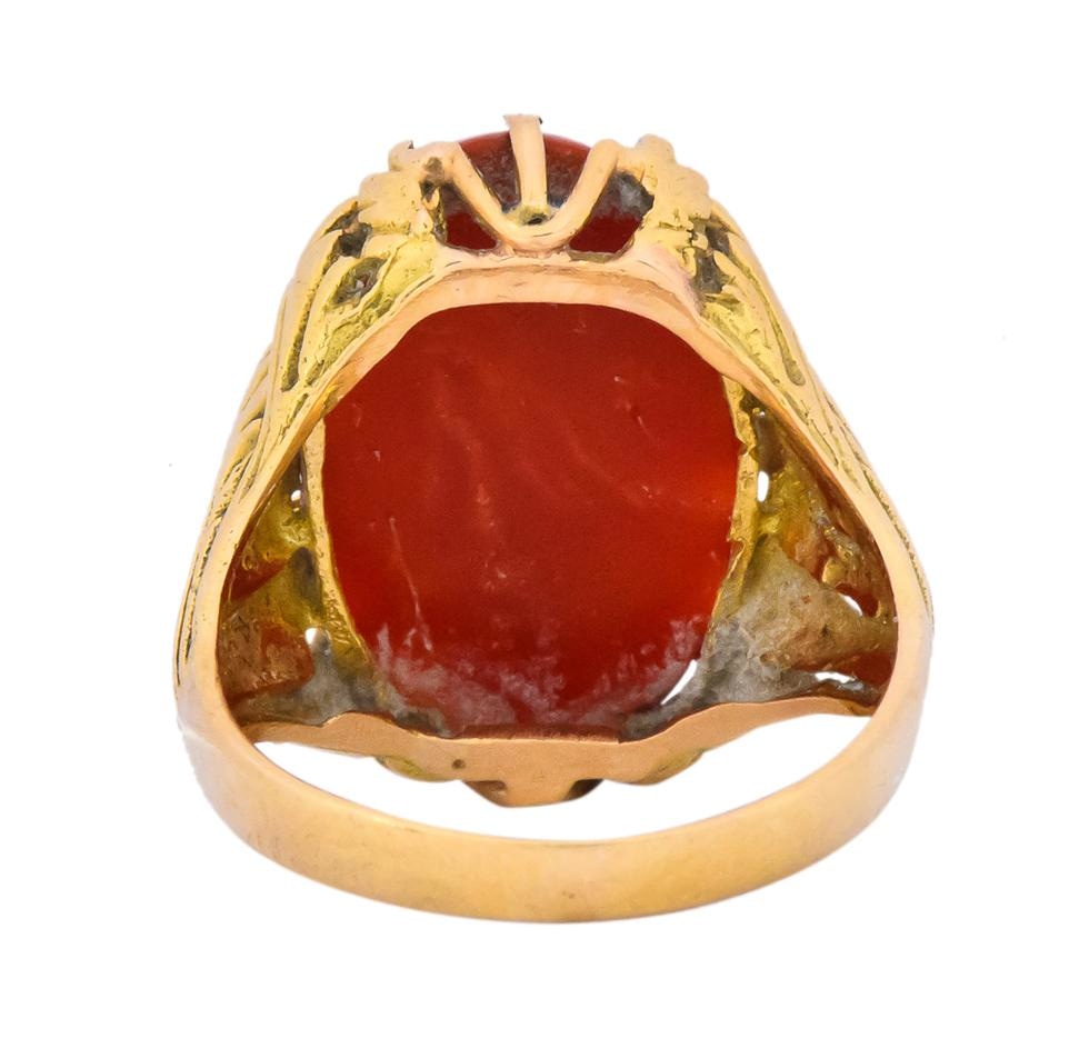 Fascinating Vintage Italian Coral 18 Karat Gold Ring - Wilson's Estate Jewelry