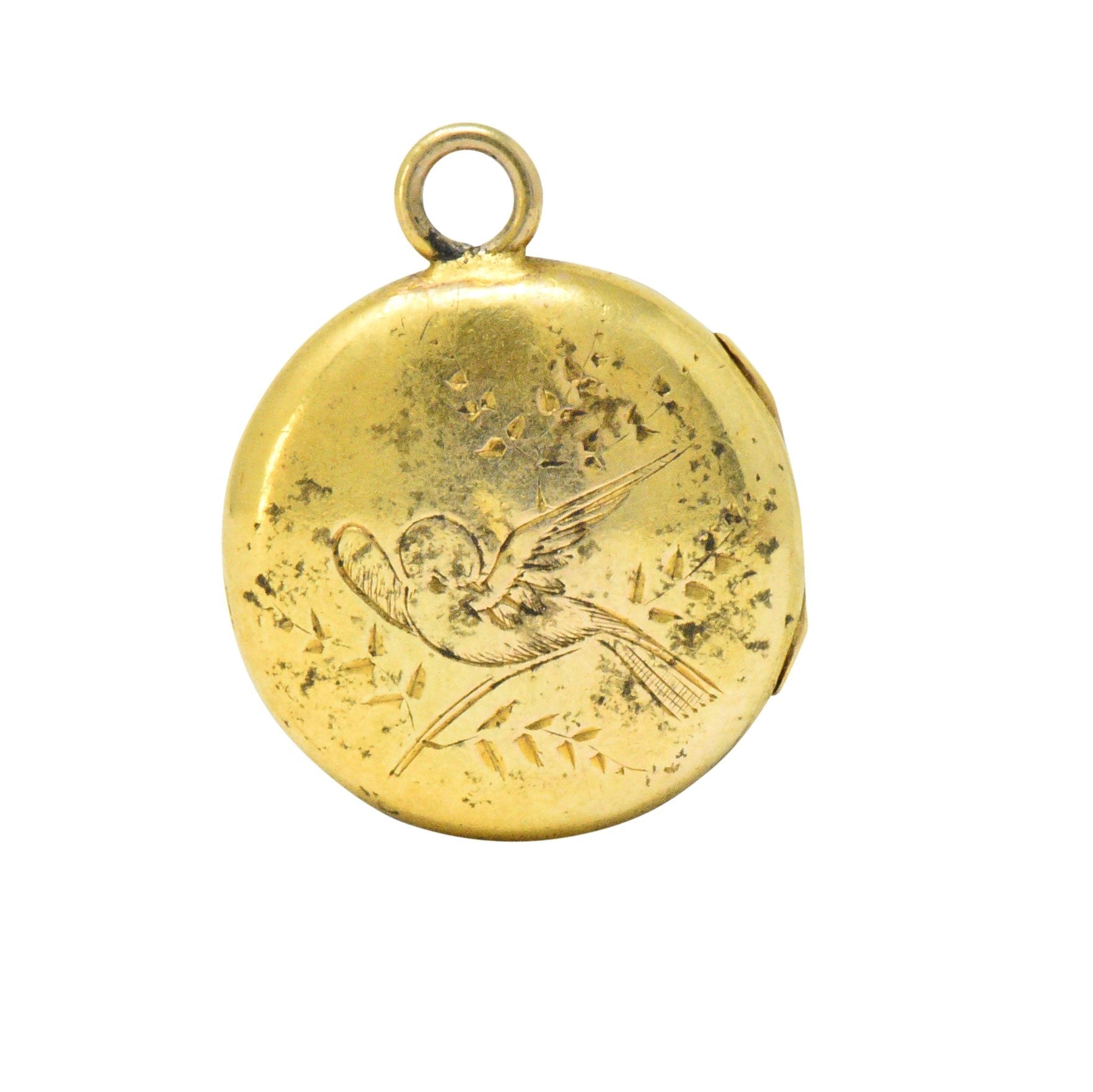 Floral Art Nouveau 14 Karat Tri-Color Gold Flower Locket Wilson's Estate Jewelry