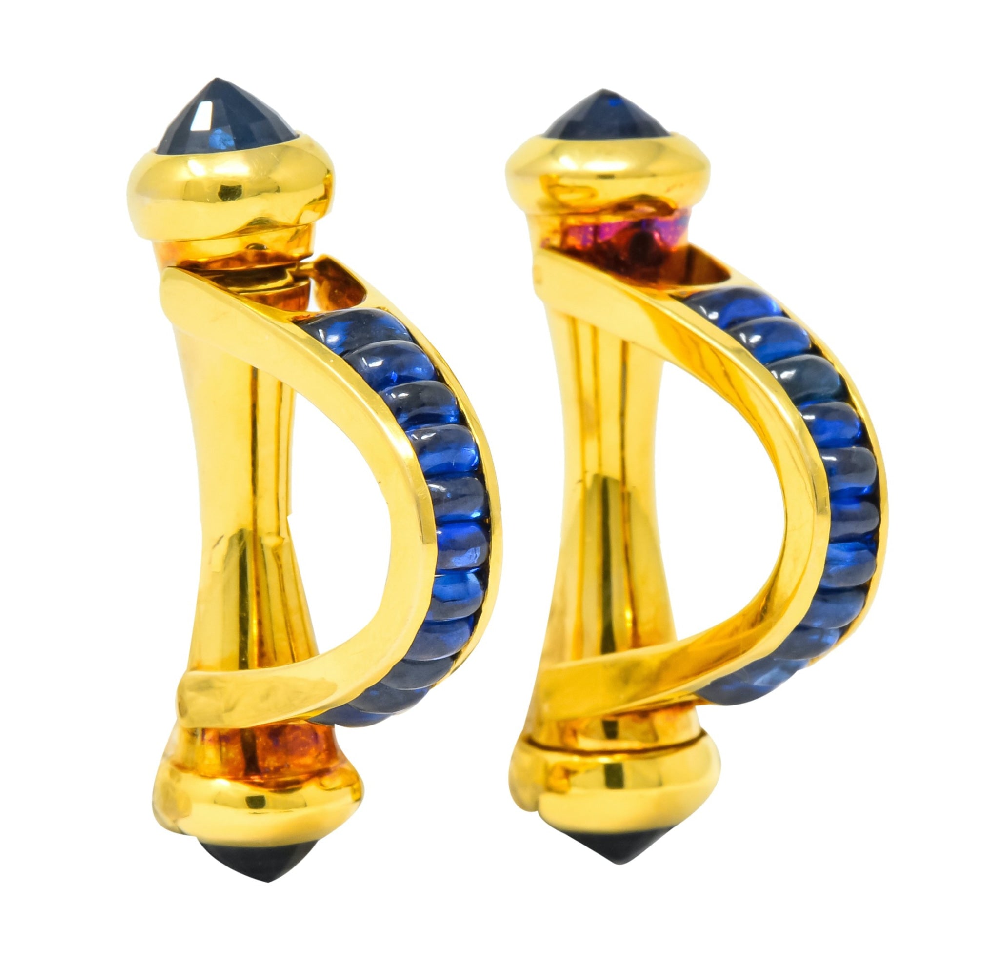 French 5.00 CTW Sapphire 18 Karat Gold French Men's Cufflinks - Wilson's Estate Jewelry