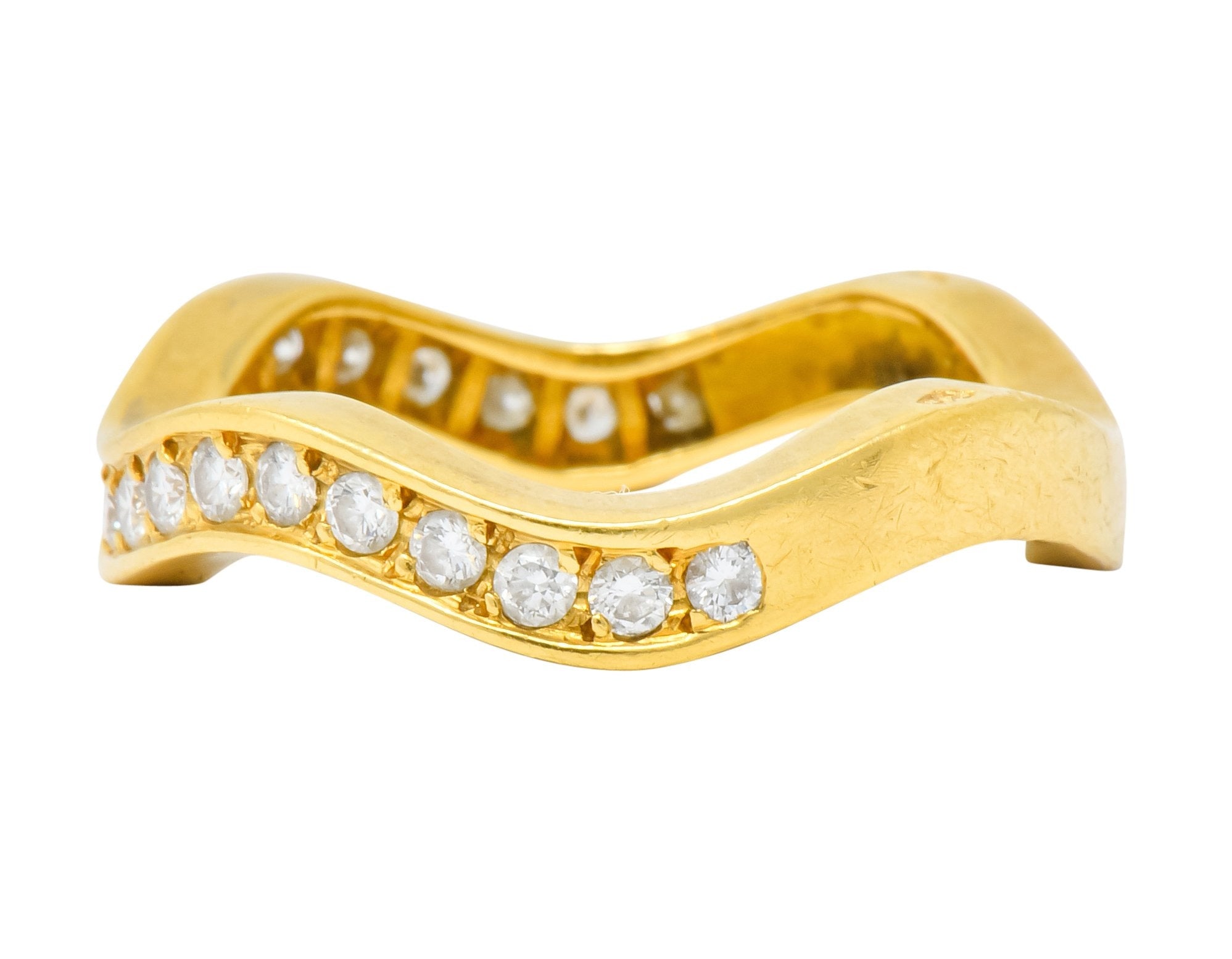 French Cartier 1.56 CTW Diamond 18 Karat Gold Wave Triple Band Stack Rings - Wilson's Estate Jewelry