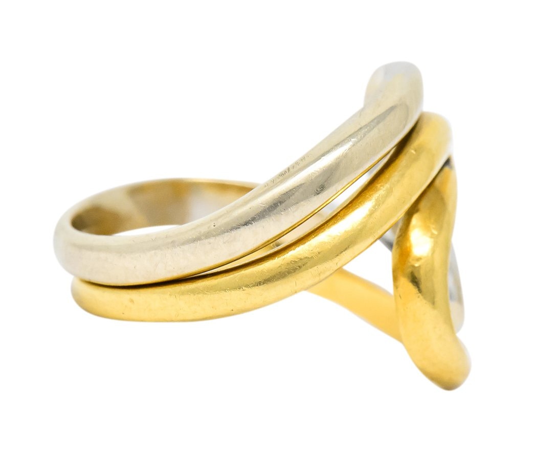 Gucci Vintage 18 Karat Two-Tone Gold Wave Stacking Rings - Wilson's Estate Jewelry