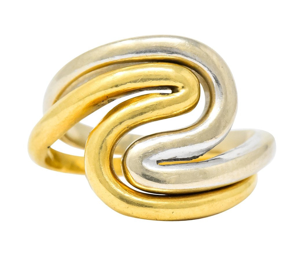 Gucci Vintage 18 Karat Two-Tone Gold Wave Stacking Rings - Wilson's Estate Jewelry